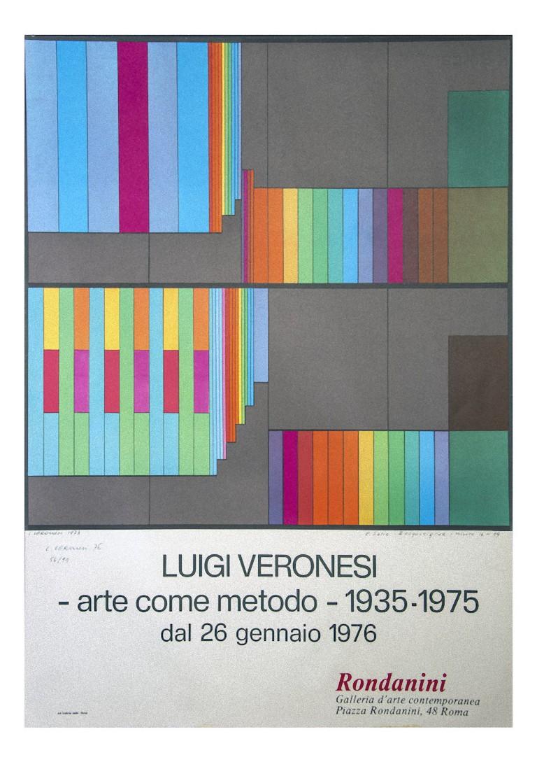 L'affiche de Luigi Veronesi est une belle affiche vintage de son exposition à Rome en 1976.

Signé sur la plaque en bas à gauche.

En très bonnes conditions.

Dimension de la feuille : 68,5 x 48,5

L'œuvre d'art représente une création poétique avec