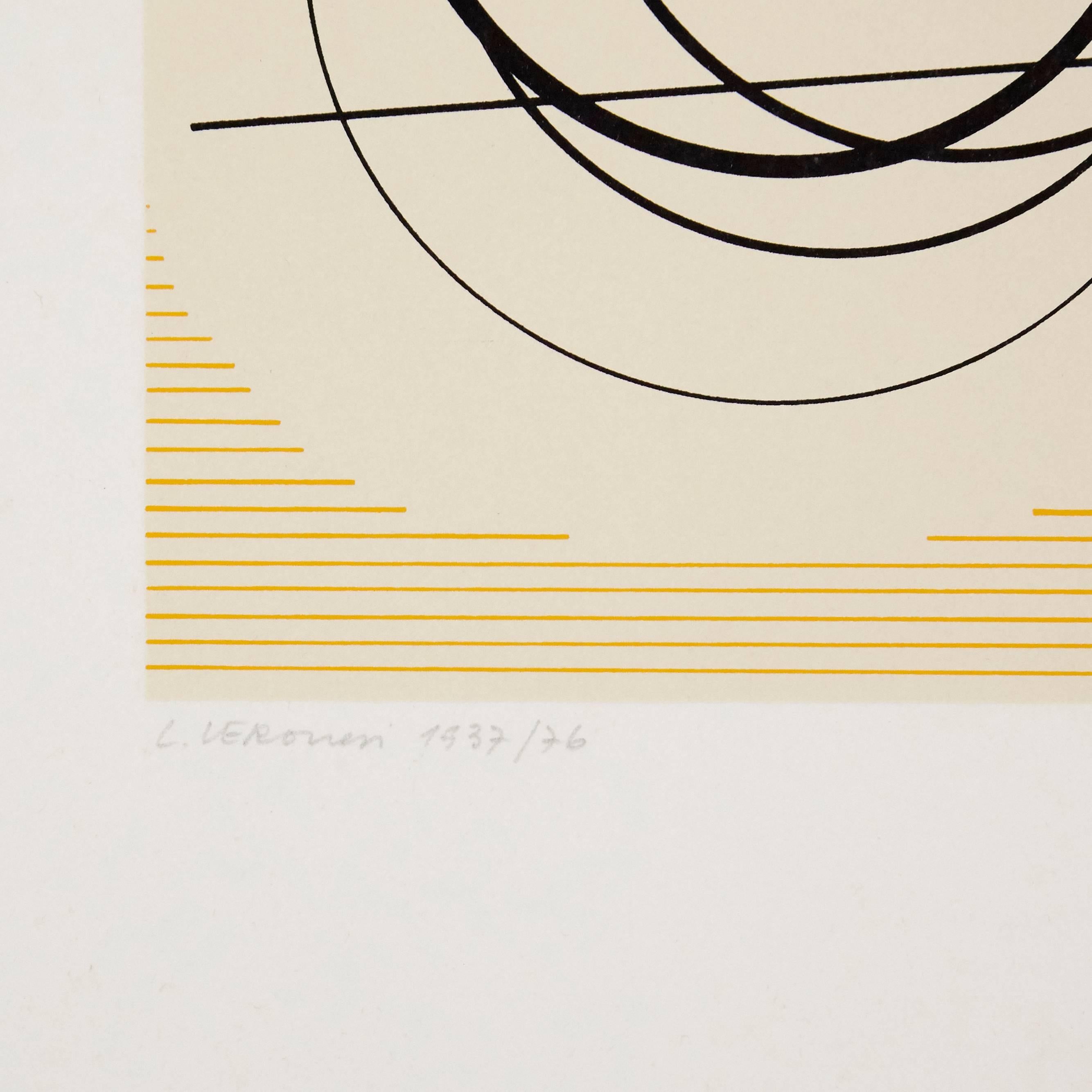 Italian Luigi Veronesi Abstract Art Minimalist Signed Serigraph, 1976
