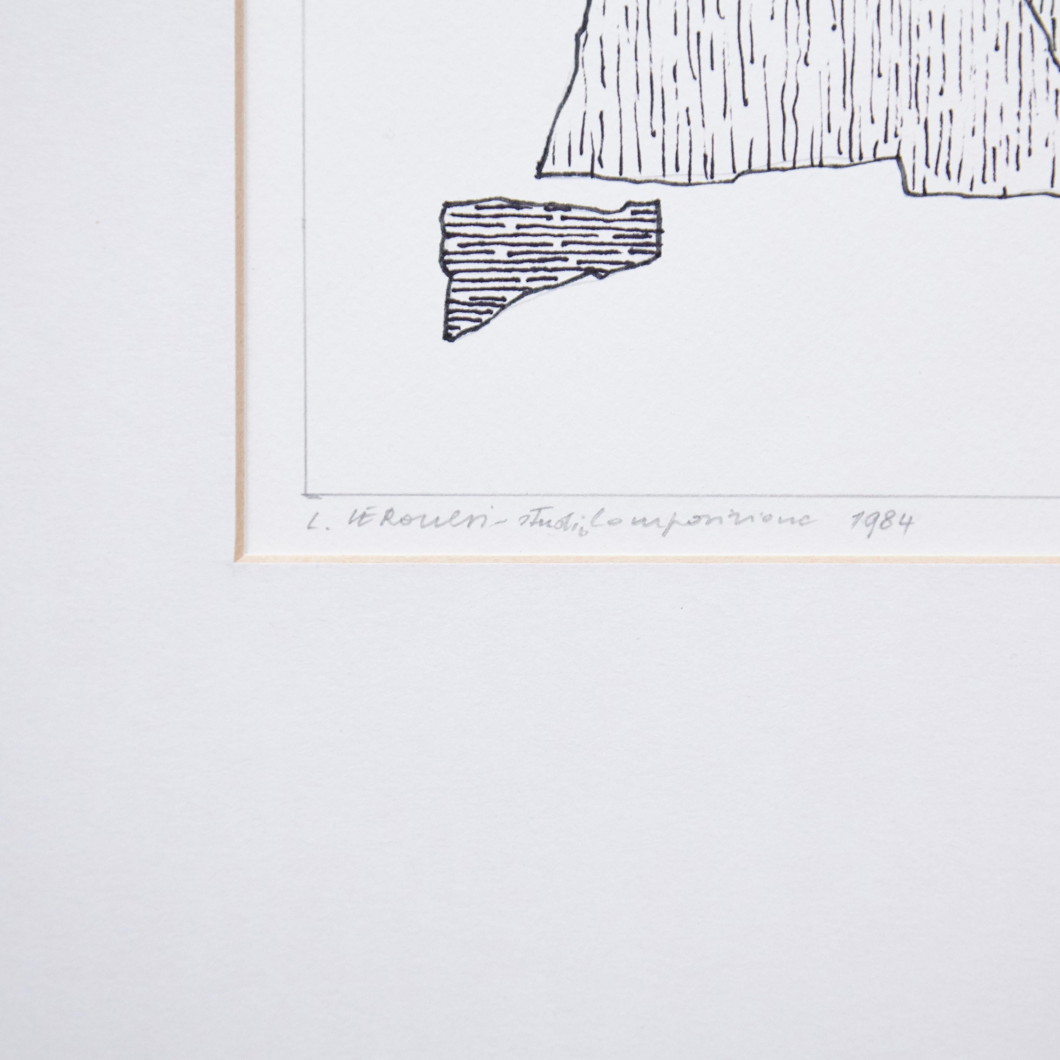 'Composizione' original drawing by Luigi Veronesi, circa 1984.

Crayon on paper.

In original good condition.

Luigi Veronesi (1908-1998) was an Italian photographer, painter, scenographer and film director. Veronesi was a polyvalent and