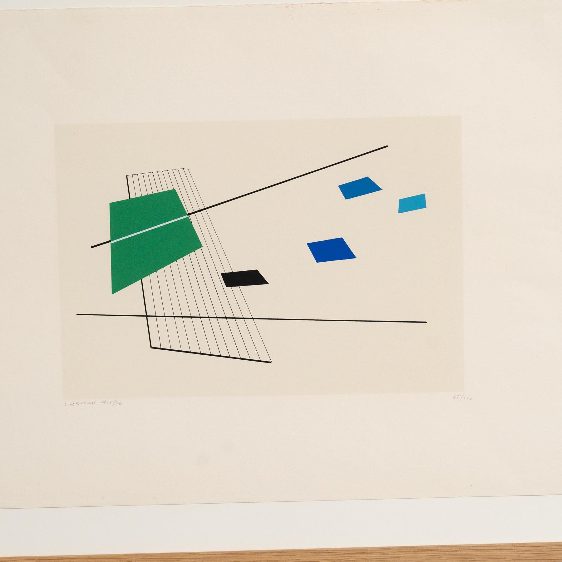 Fine XX secolo Luigi Veronesi Serigrafia senza titolo firmata e numerata a mano, 1976 in vendita