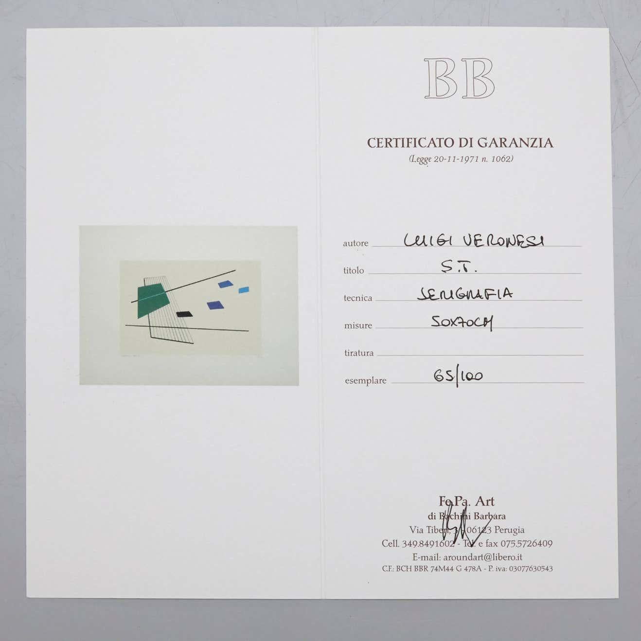 Fin du 20e siècle Sérigraphie de Luigi Veronesi, 1976 en vente