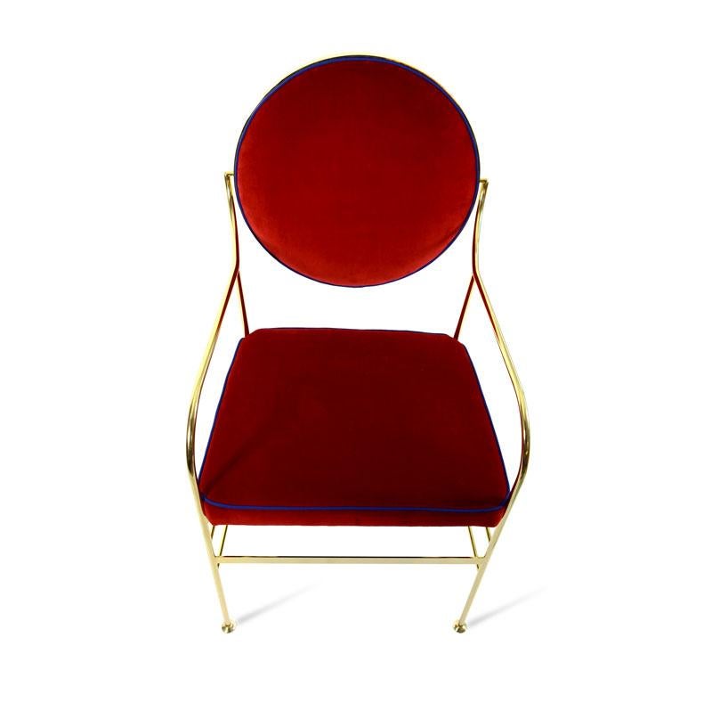 Modern In Stock in Los Angeles, Velvet Dining Chair Red, by Paolo Calcagni