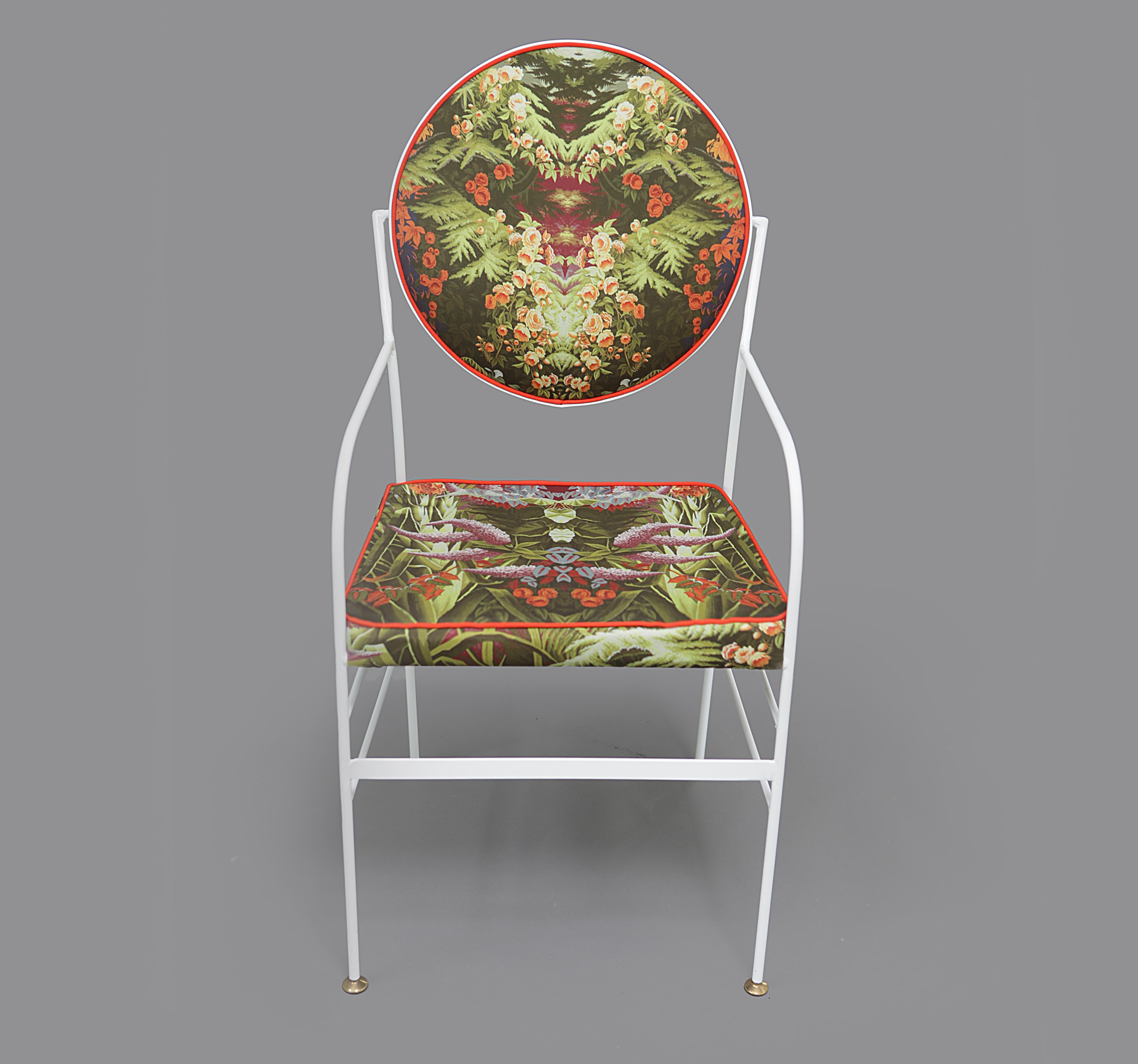 Painted Luigina Escape Flowers Chair Made in Italy For Sale