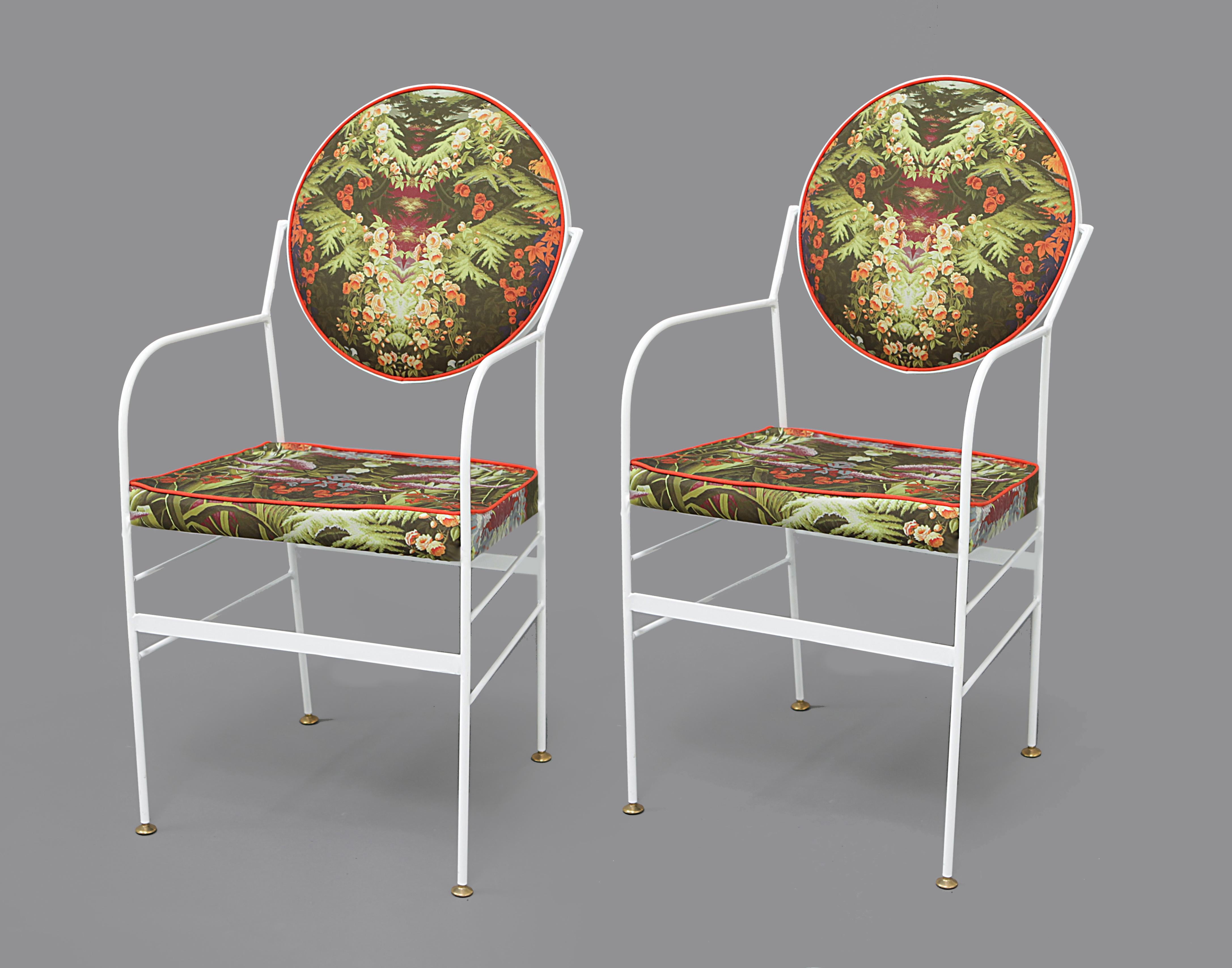 Iron Luigina Escape Flowers Chair Made in Italy For Sale