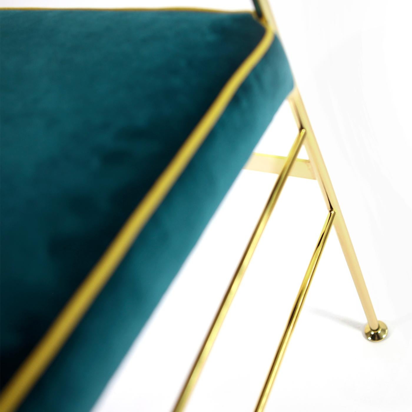 Modern Luigina Gold and Peacock Blue Chair by Sotow