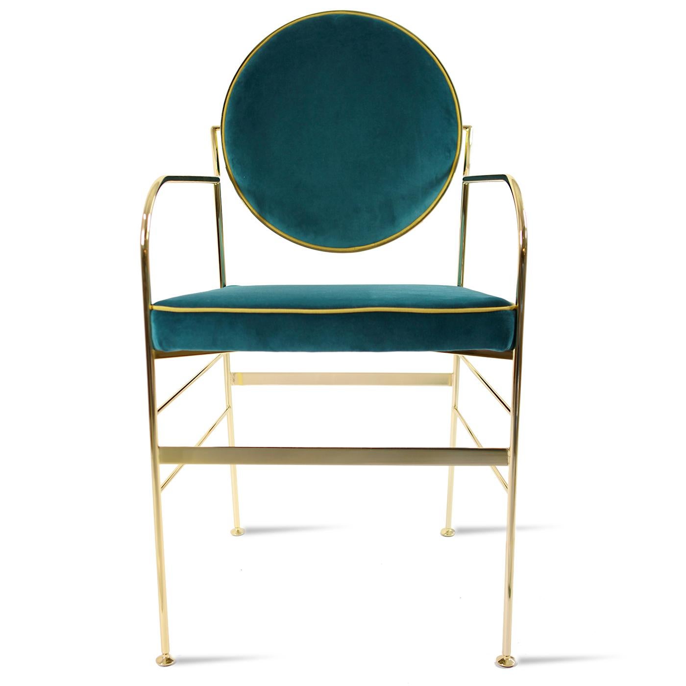 Italian Luigina Gold and Peacock Blue Chair by Sotow