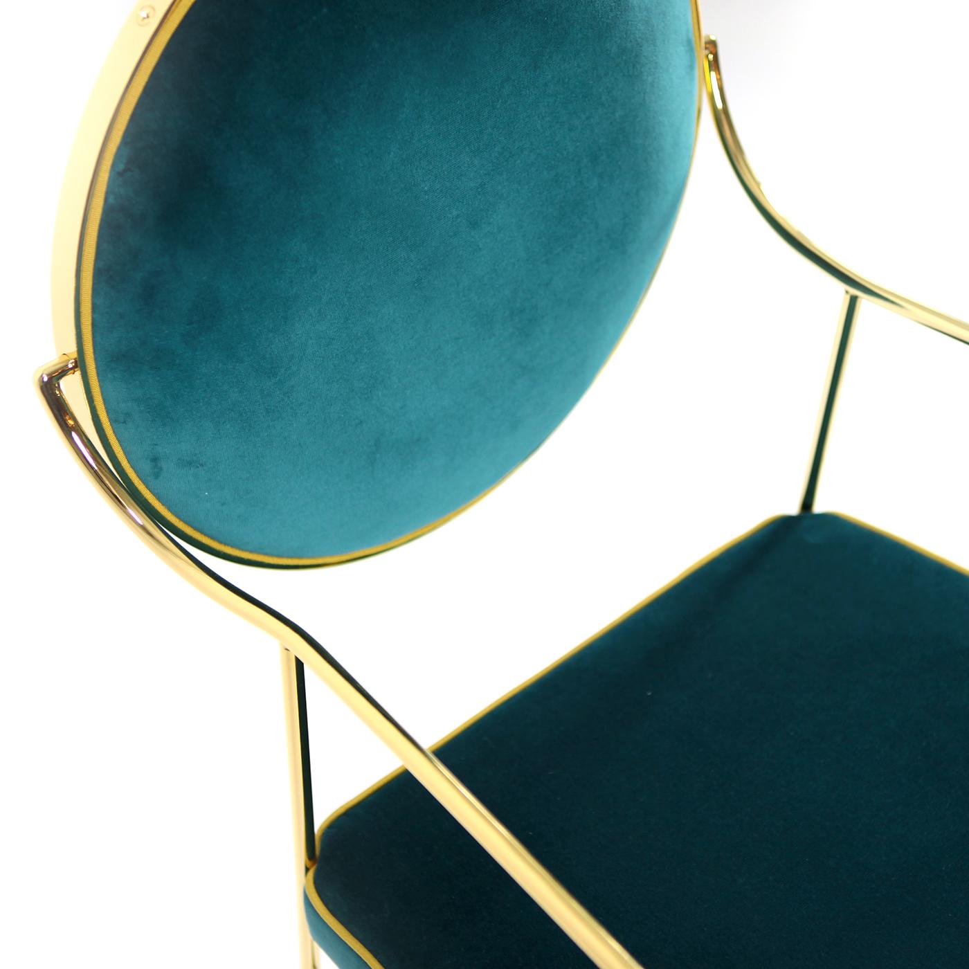 Luigina Gold and Peacock Blue Chair by Sotow In New Condition In Milan, IT