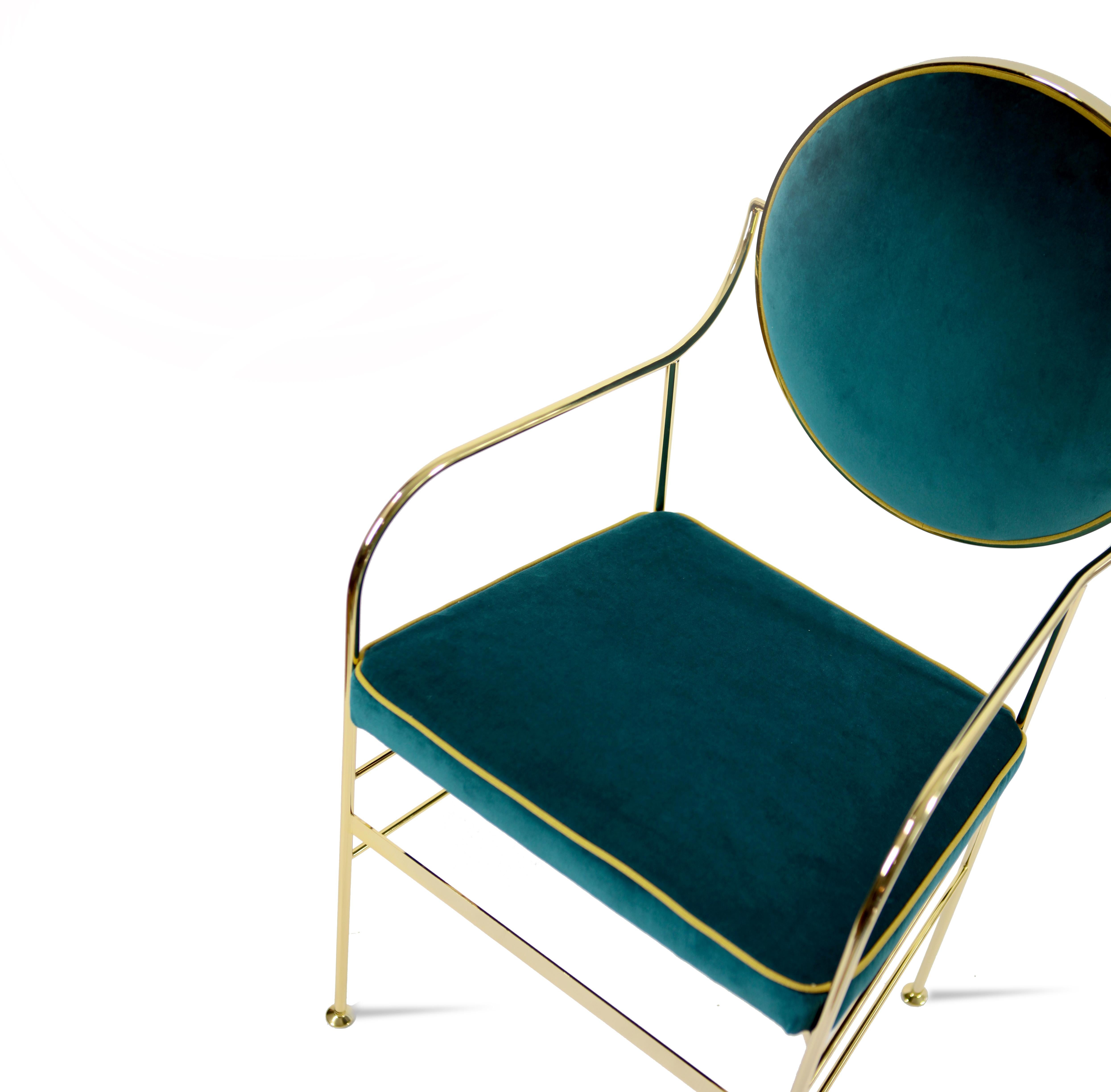 Other Luigina Gold Peacock Chair in Velvet Made in Italy For Sale