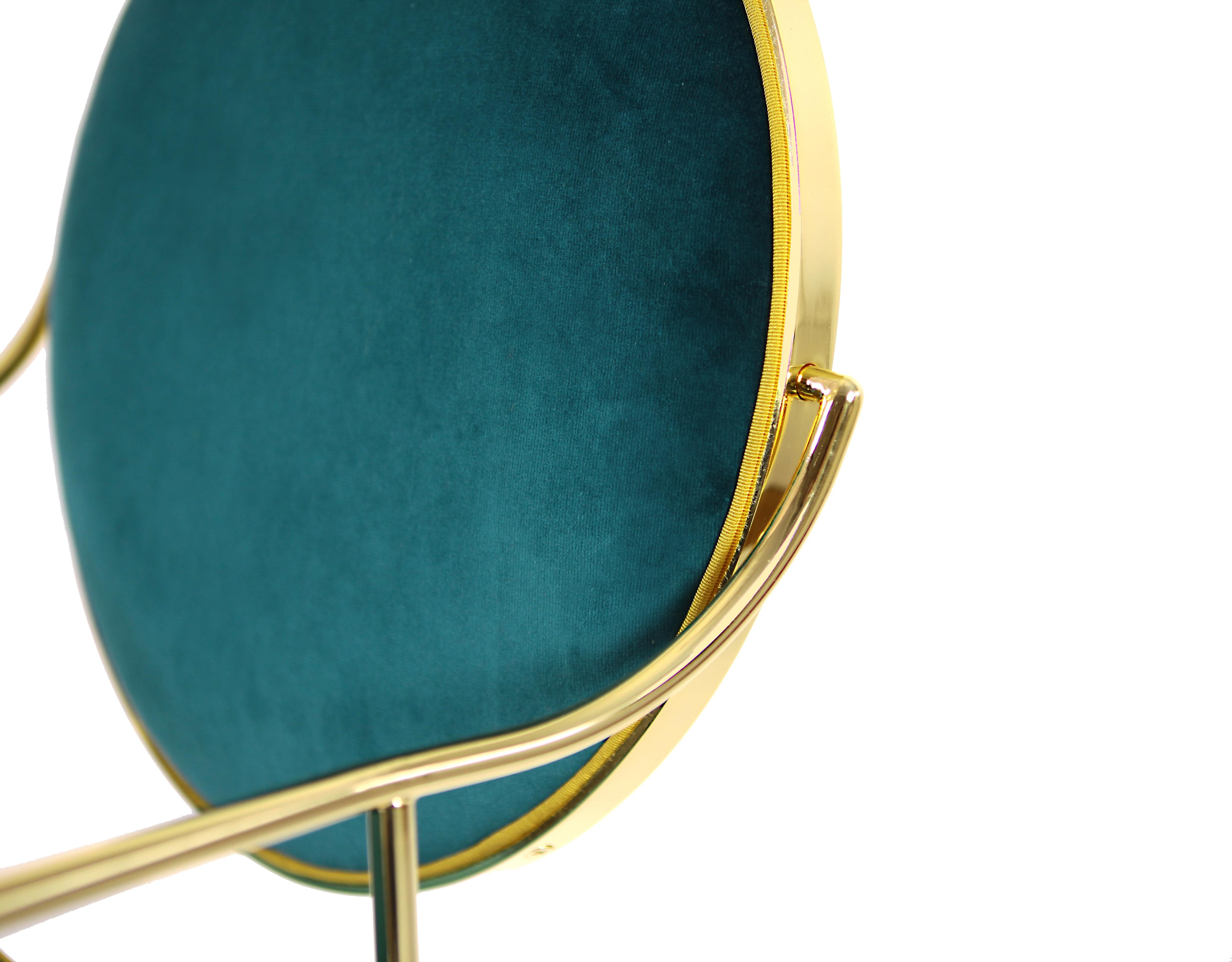 Luigina Gold Peacock Chair in Velvet Made in Italy In New Condition For Sale In Firenze, IT