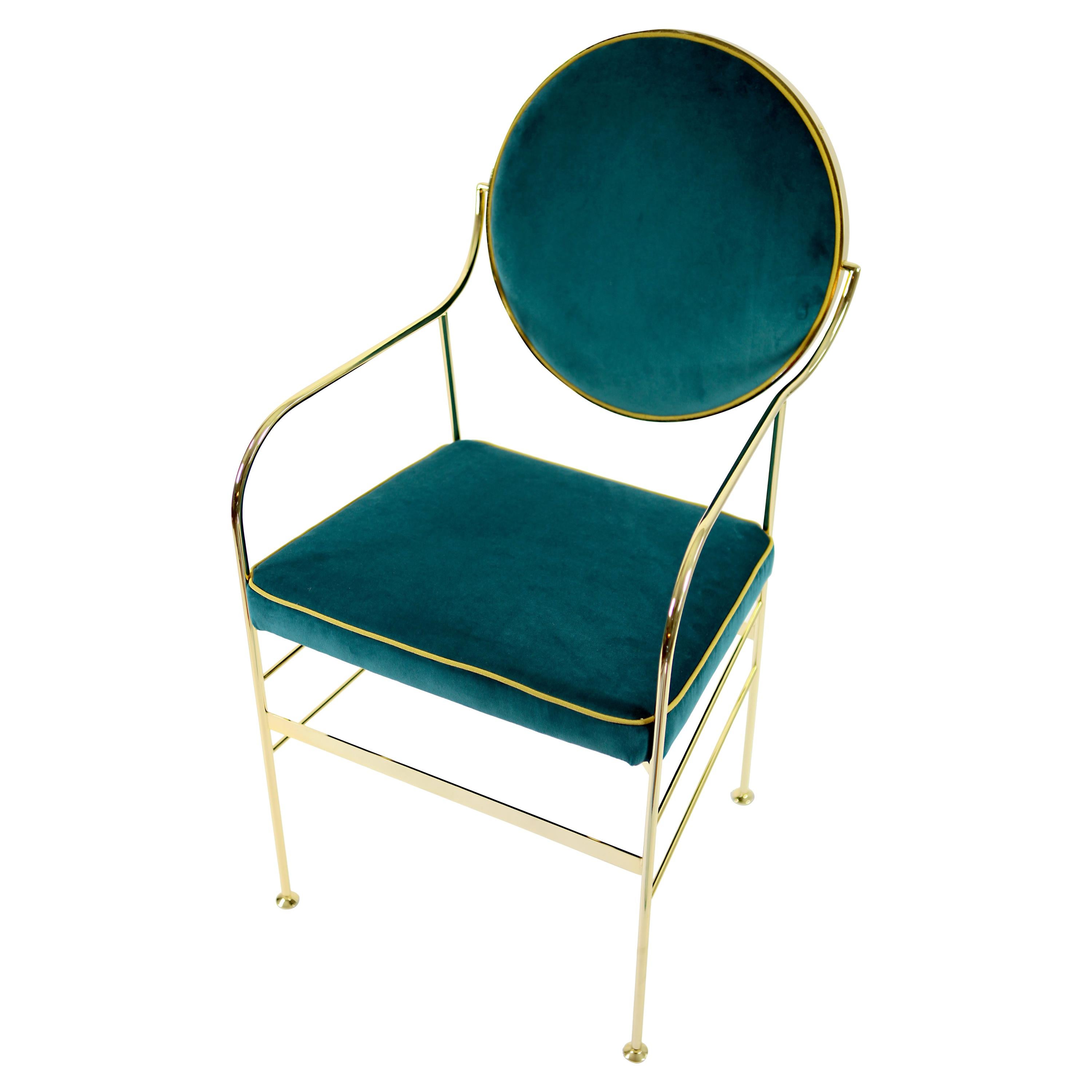 Luigina Gold Peacock Chair in Velvet Made in Italy For Sale