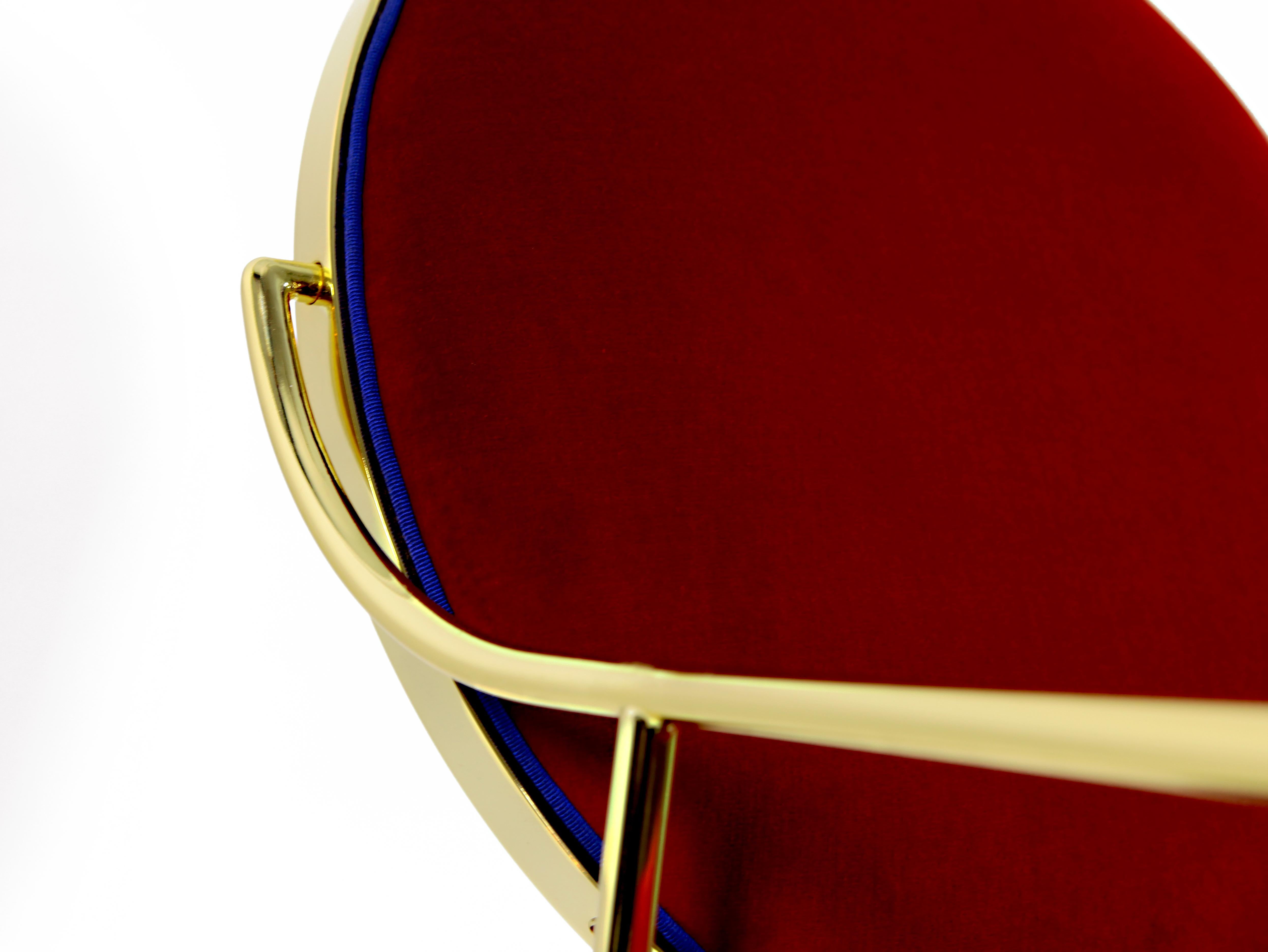 Other Luigina Gold Red Velvet Chair Made in Italy For Sale