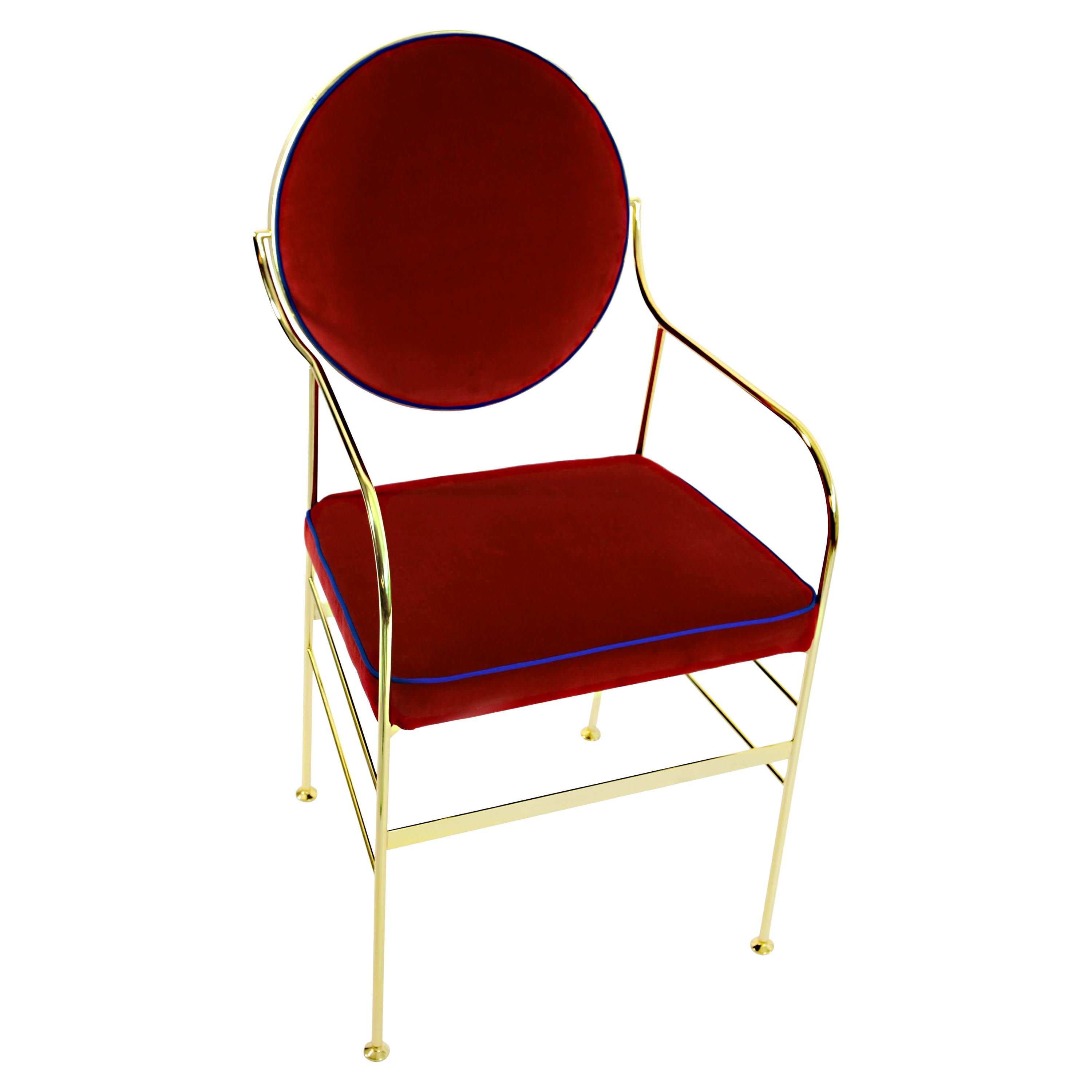 Luigina Gold Red Velvet Chair Made in Italy For Sale