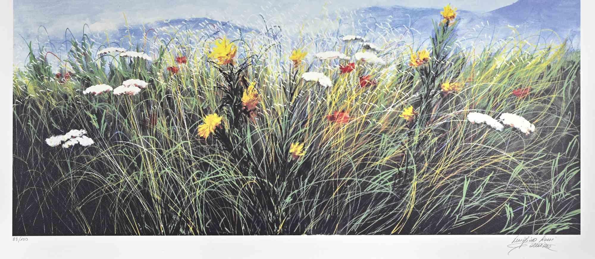 Landscape Print de Luigino Rossi Garzione - Flores silvestres - Serigrafía de L. Rossi Garzione - Finales del siglo XX
