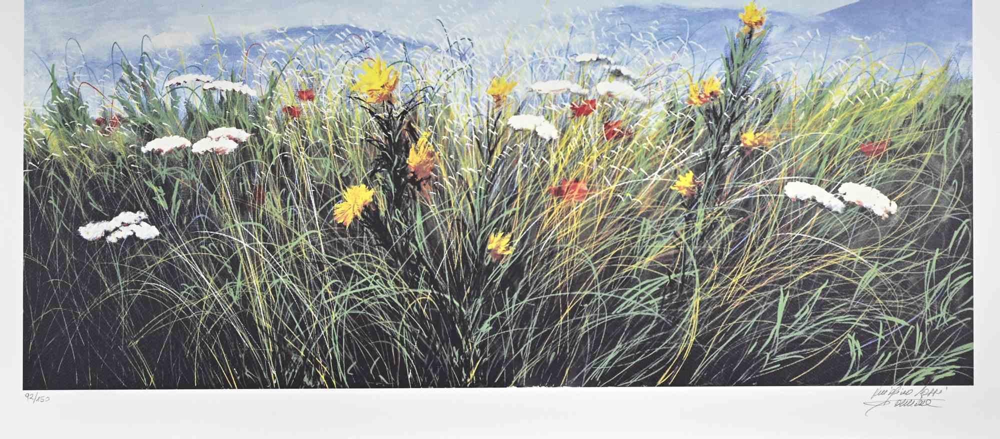 Landscape Print di Luigino Rossi Garzione - Fiori di campo - Serigrafia di L. Rossi Garzione - Fine XX secolo