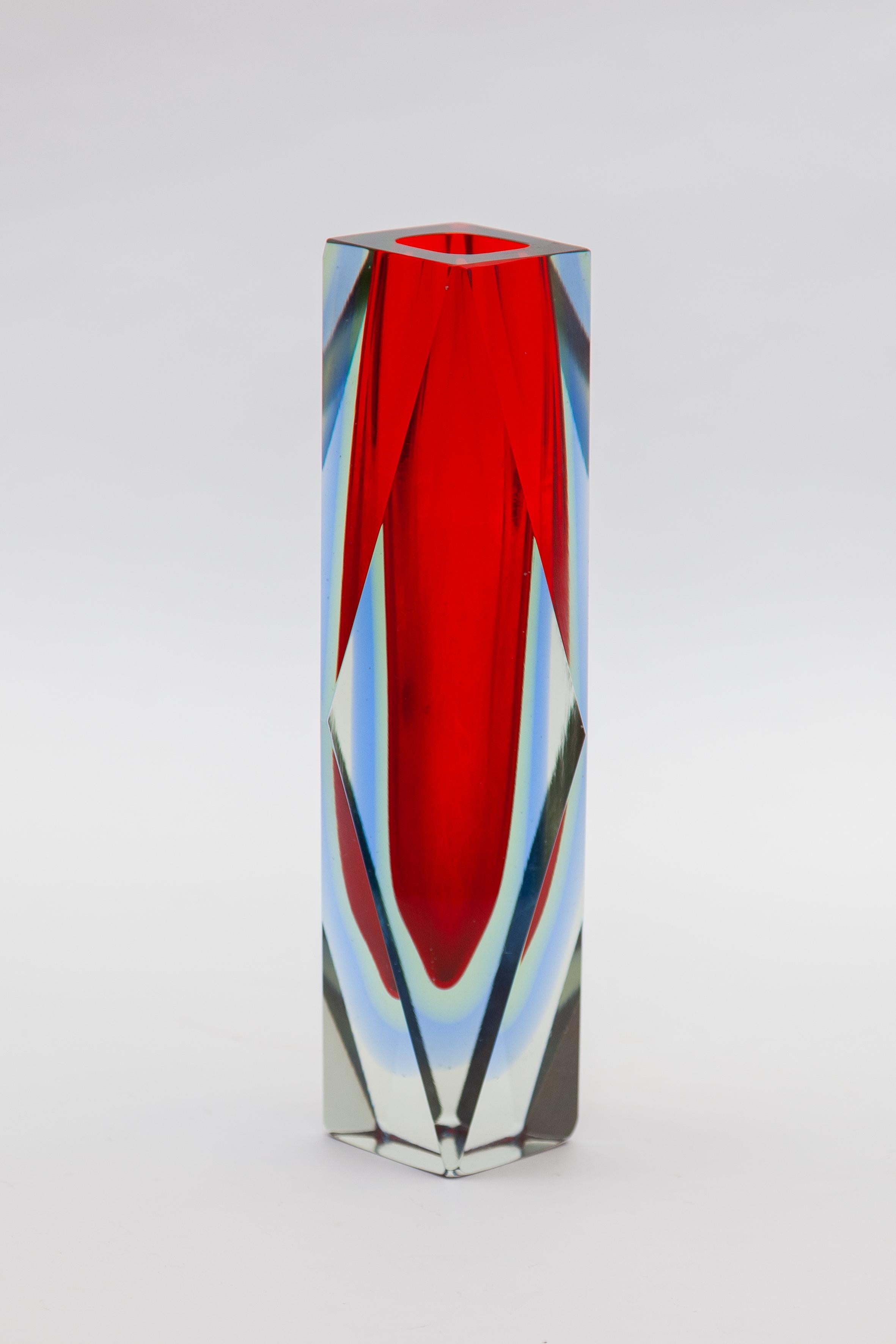 Vintage Murano geometric shaped deep red and blue 