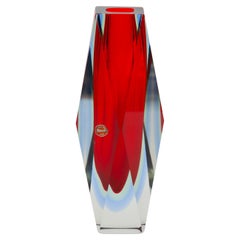 Luigo Mandruzzato vase en verre de Murano « Sommerso » à facettes, années 1960