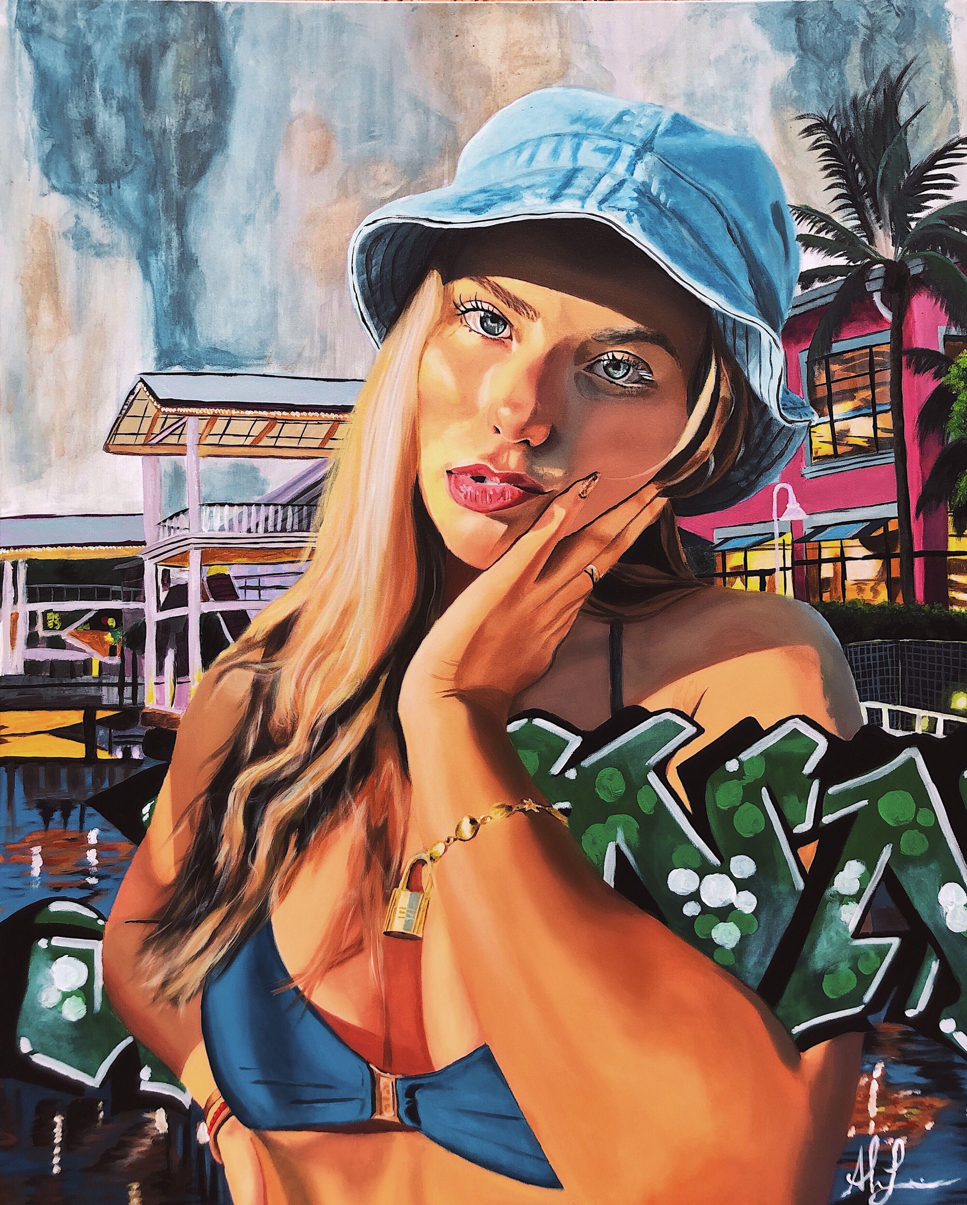 Luis Aleman Figurative Painting - Bayside, Painting, Acrylic on Canvas