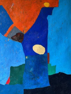 Composizione astratta in stile Color Field, olio su tela, 78x61 cm, firmata