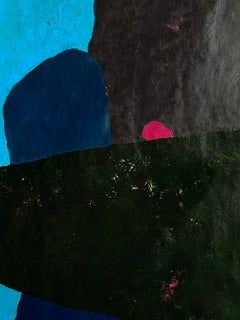 Abstrakte Komposition mit Farbfeldern - Zeitgenössisches Ölgemälde "Far Blue 2"