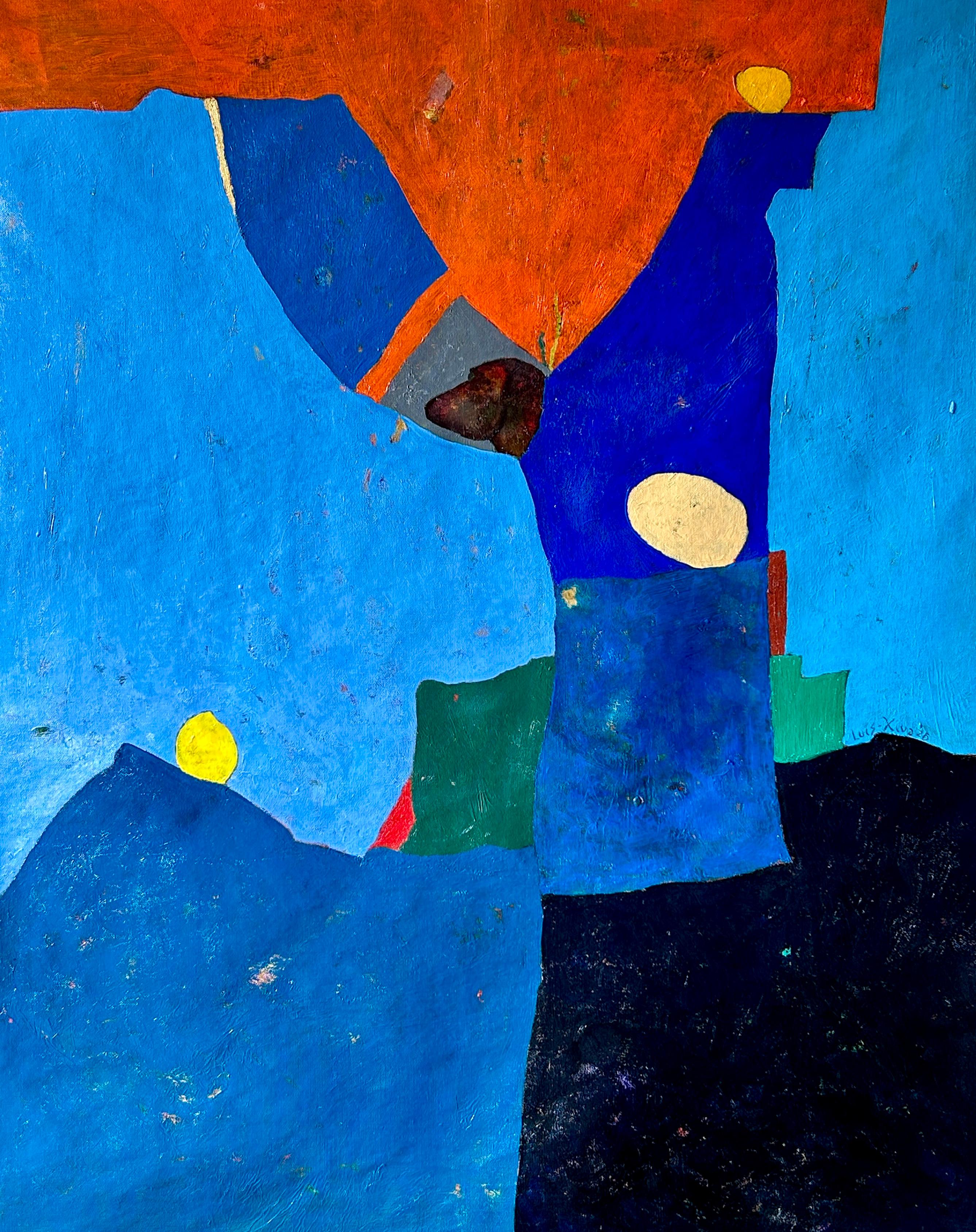 Luis Alexander Rodríguez (Ie-Xiua) Landscape Painting – Abstract Composition with Color Fields – Contemporary Oil Painting, "Freewill"