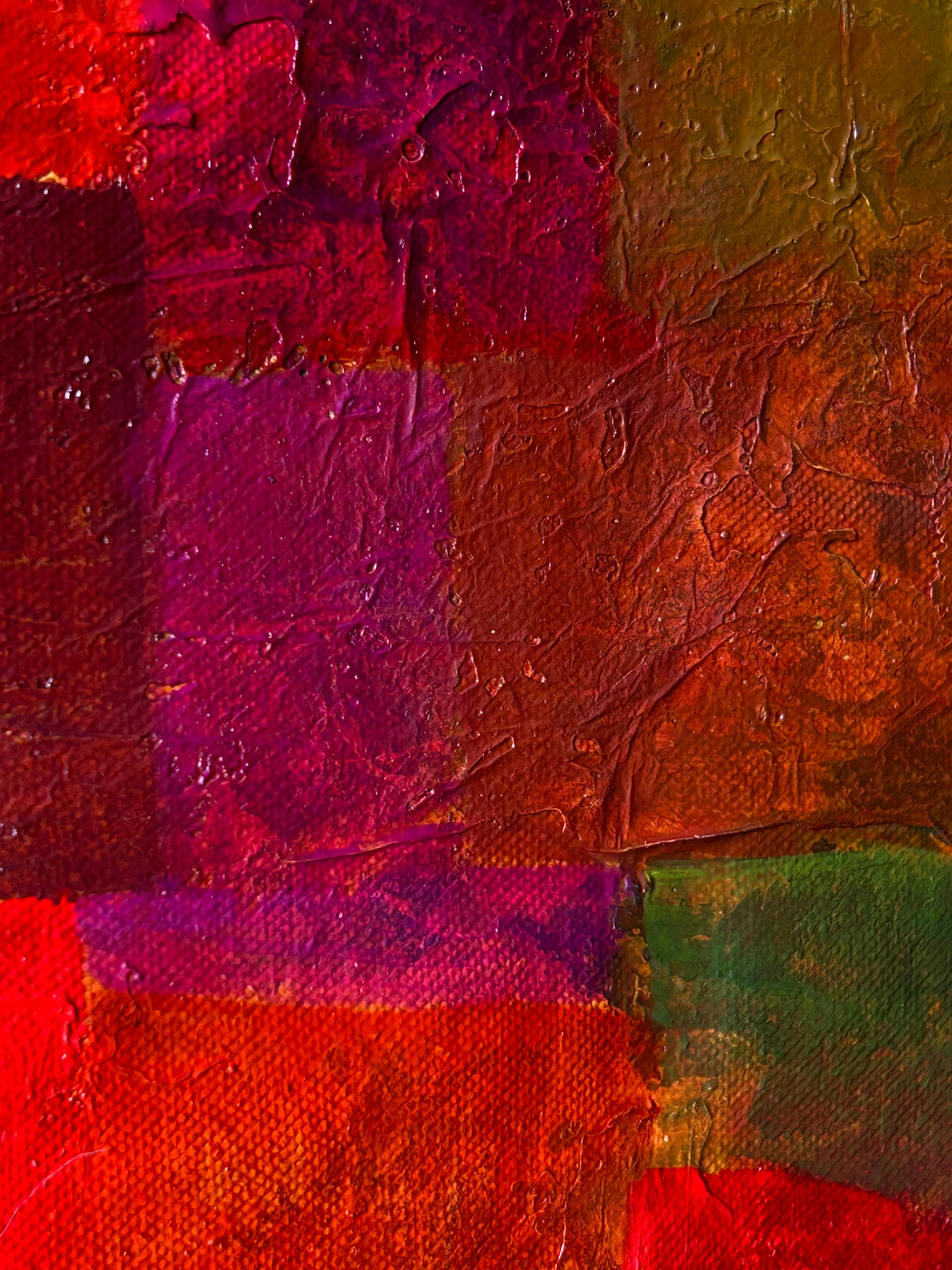 Abstract Figurative Red Oil On Canvas. 