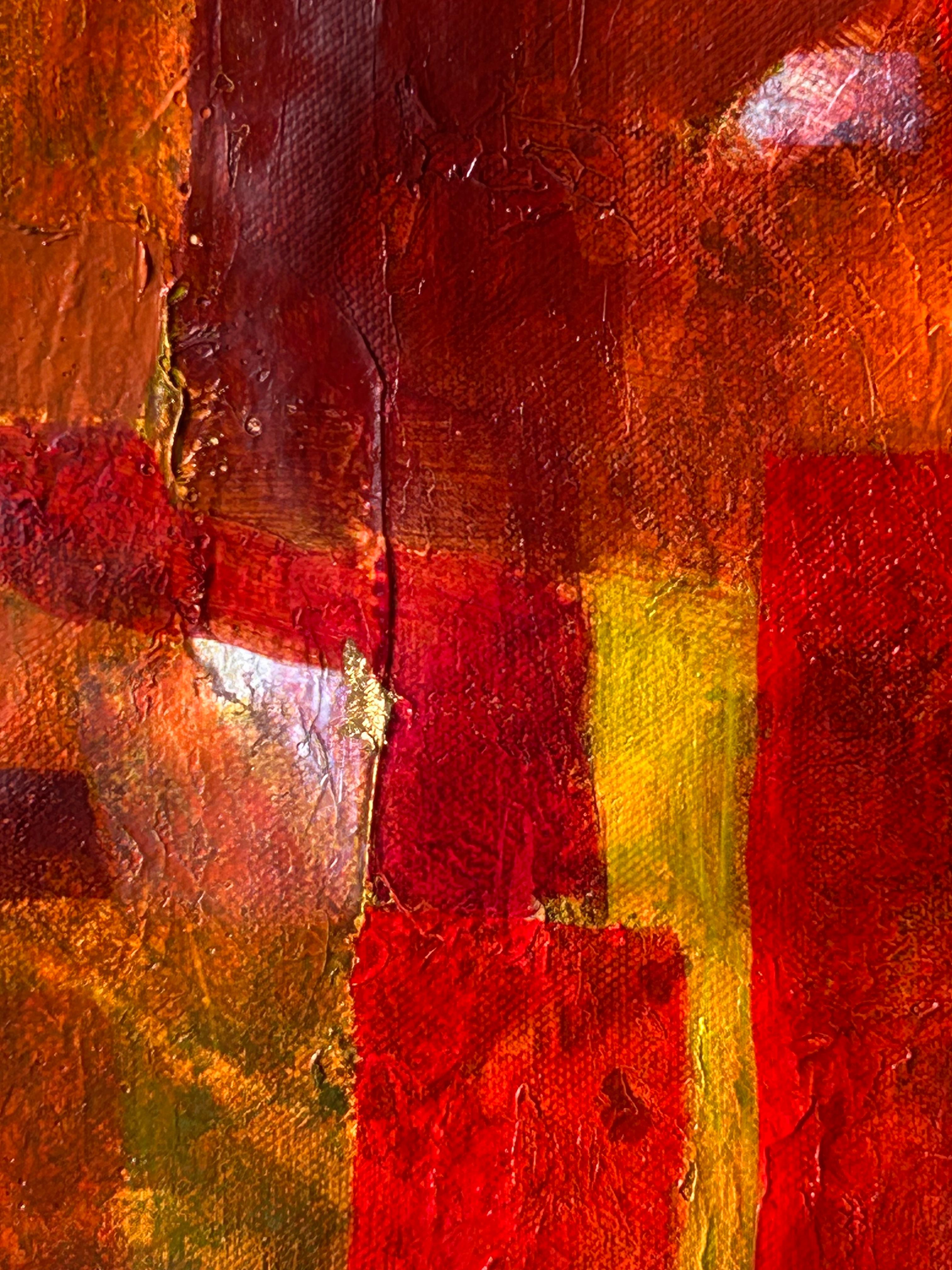 Abstract Figurative Red Oil On Canvas. 