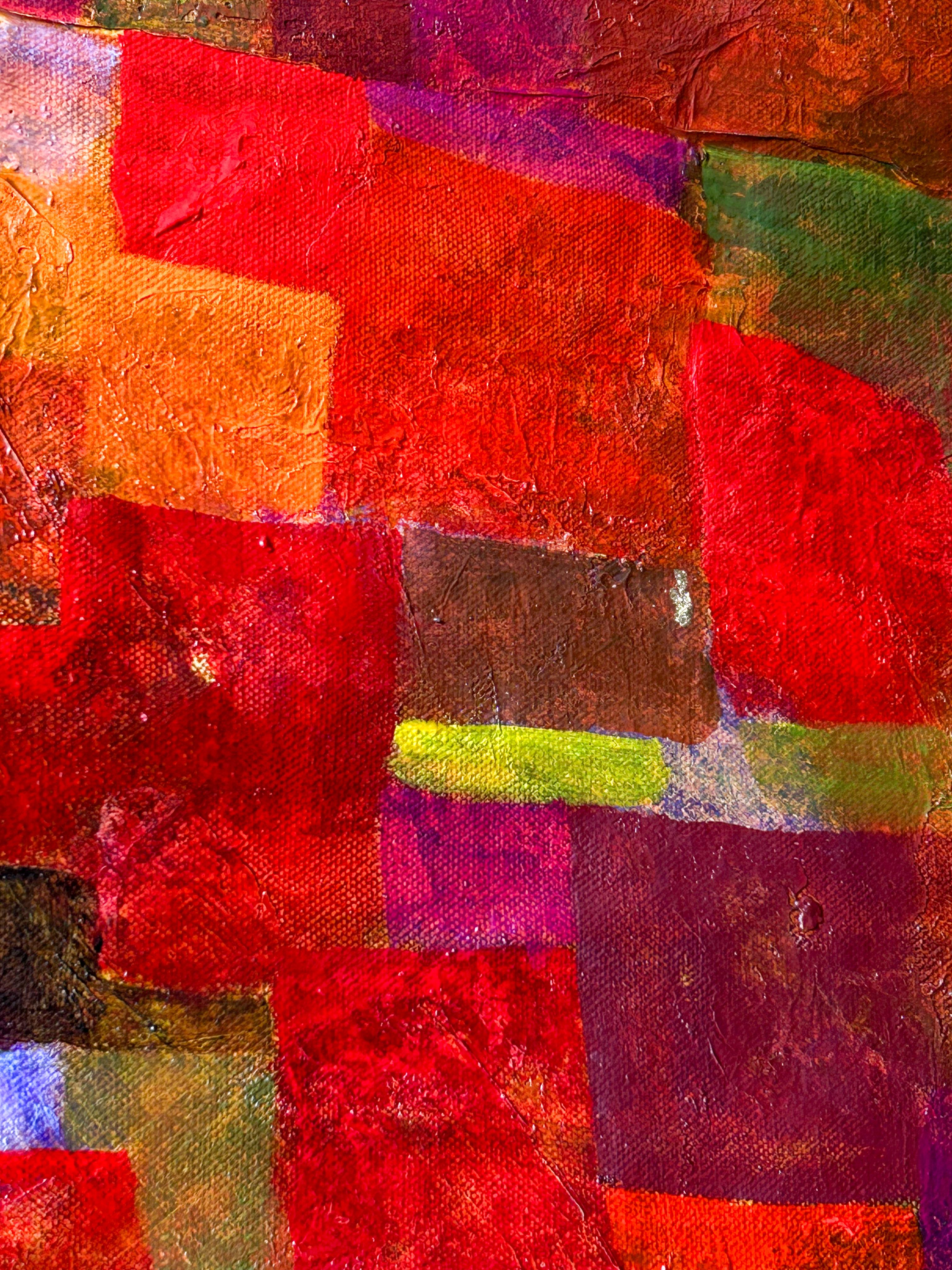 Abstract Figurative Red Oil On Canvas. 