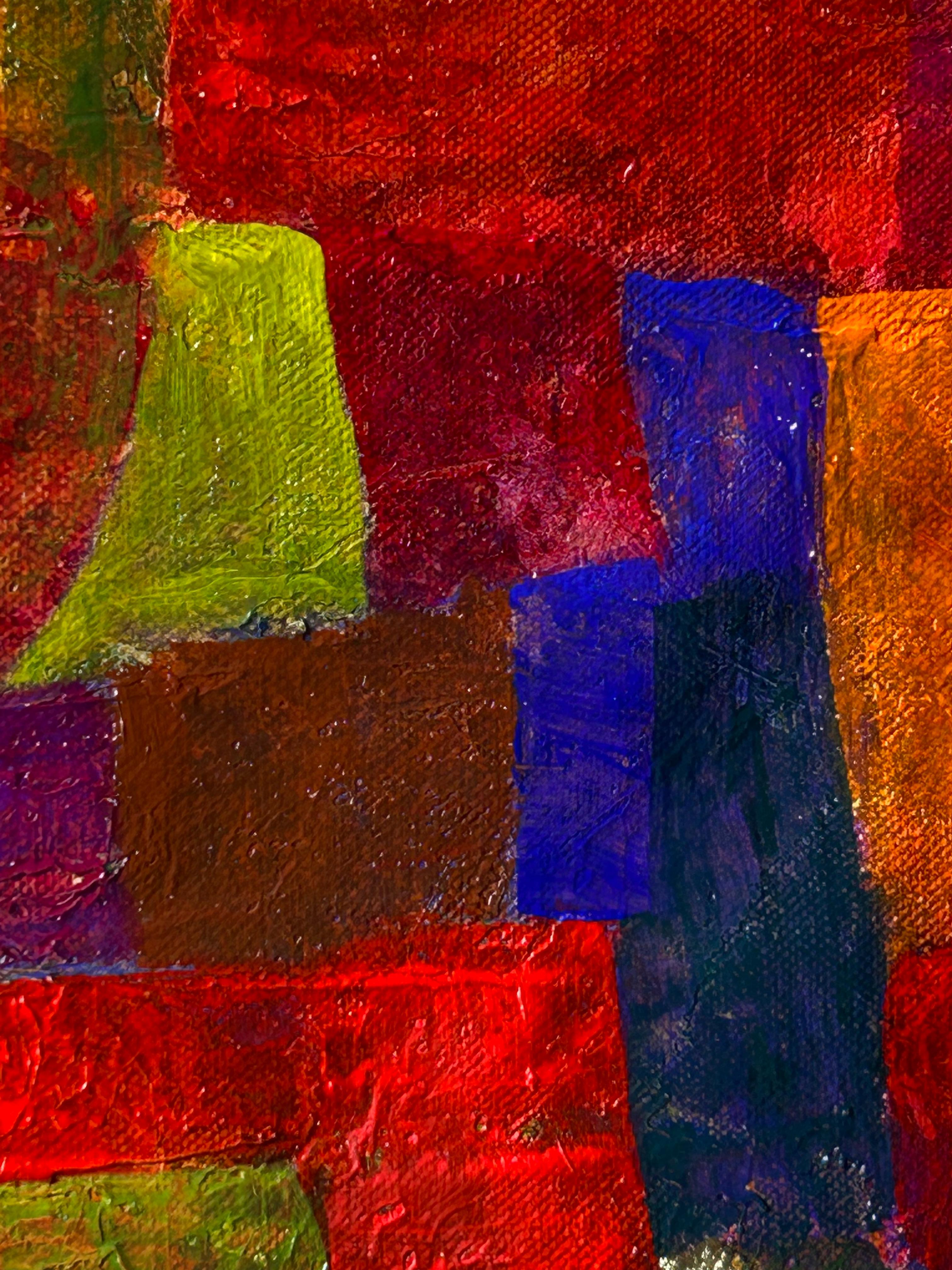 Abstract Figurative Red Oil On Canvas. 