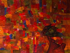 Abstract Figurative Red Oil On Canvas. "Polychromy Study" 2024