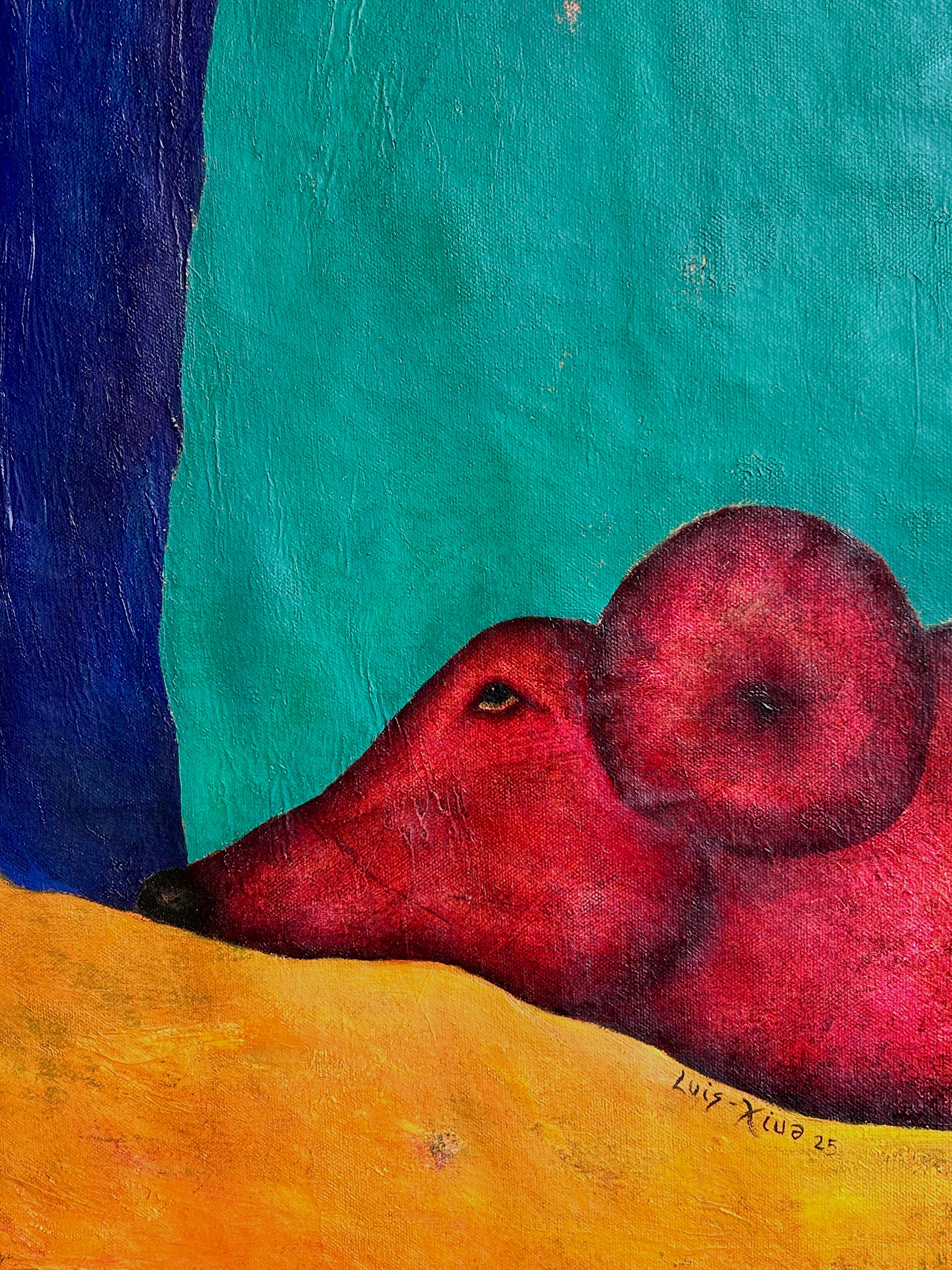 Peinture à l'huile abstraite et souris. 