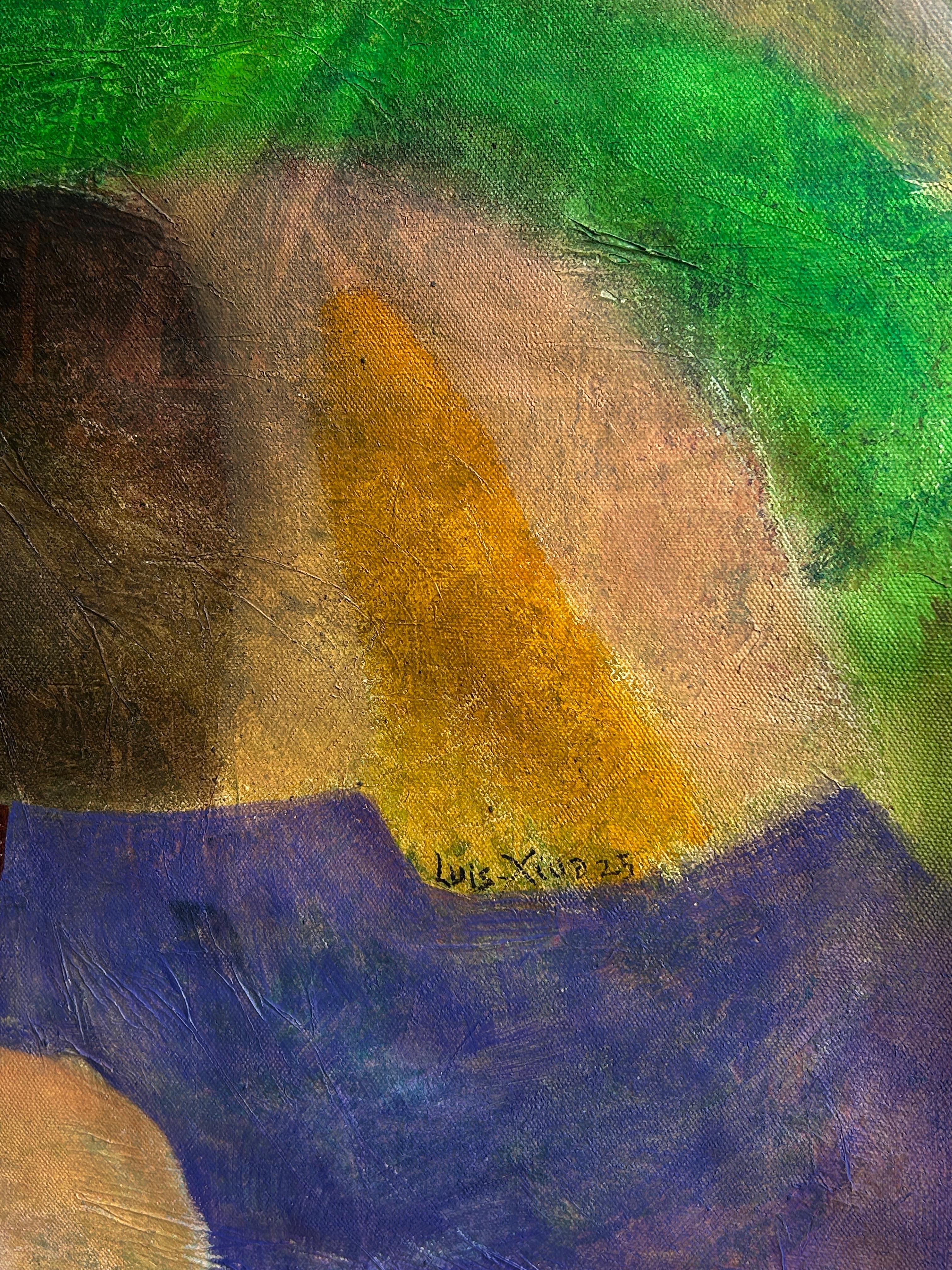 Abstract Oil Painting and Deer. 