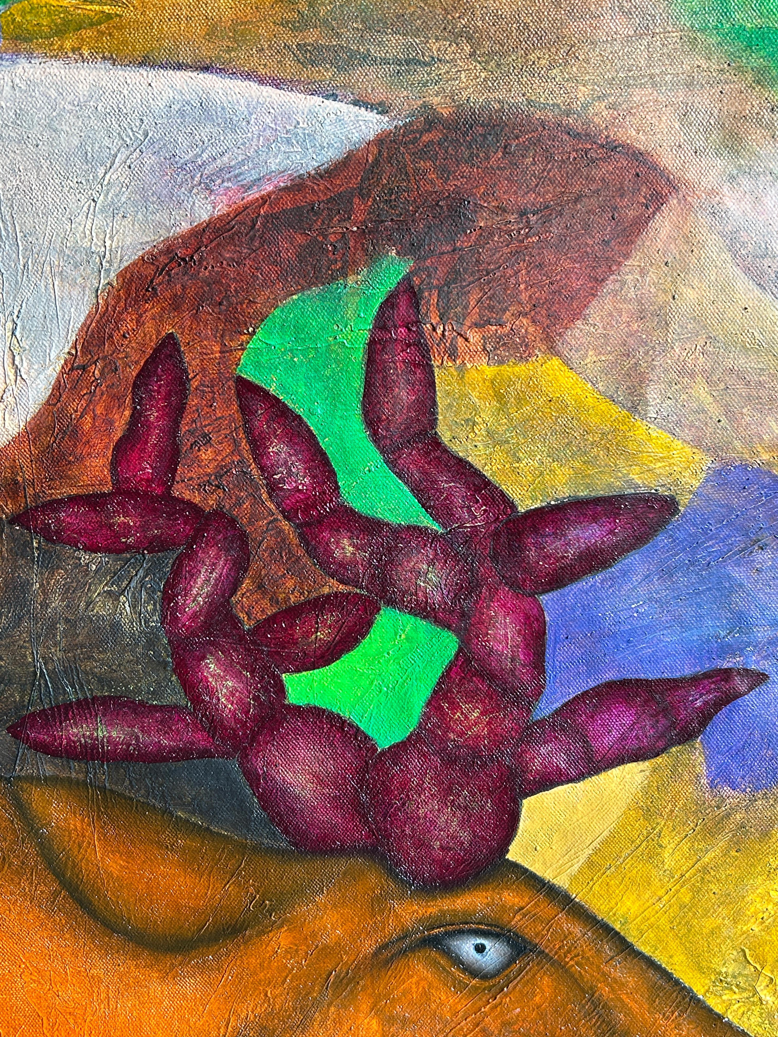 Abstract Oil Painting and Deer. 