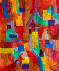 Pintura al óleo abstracta contemporánea. "Constructivo En Rojos"