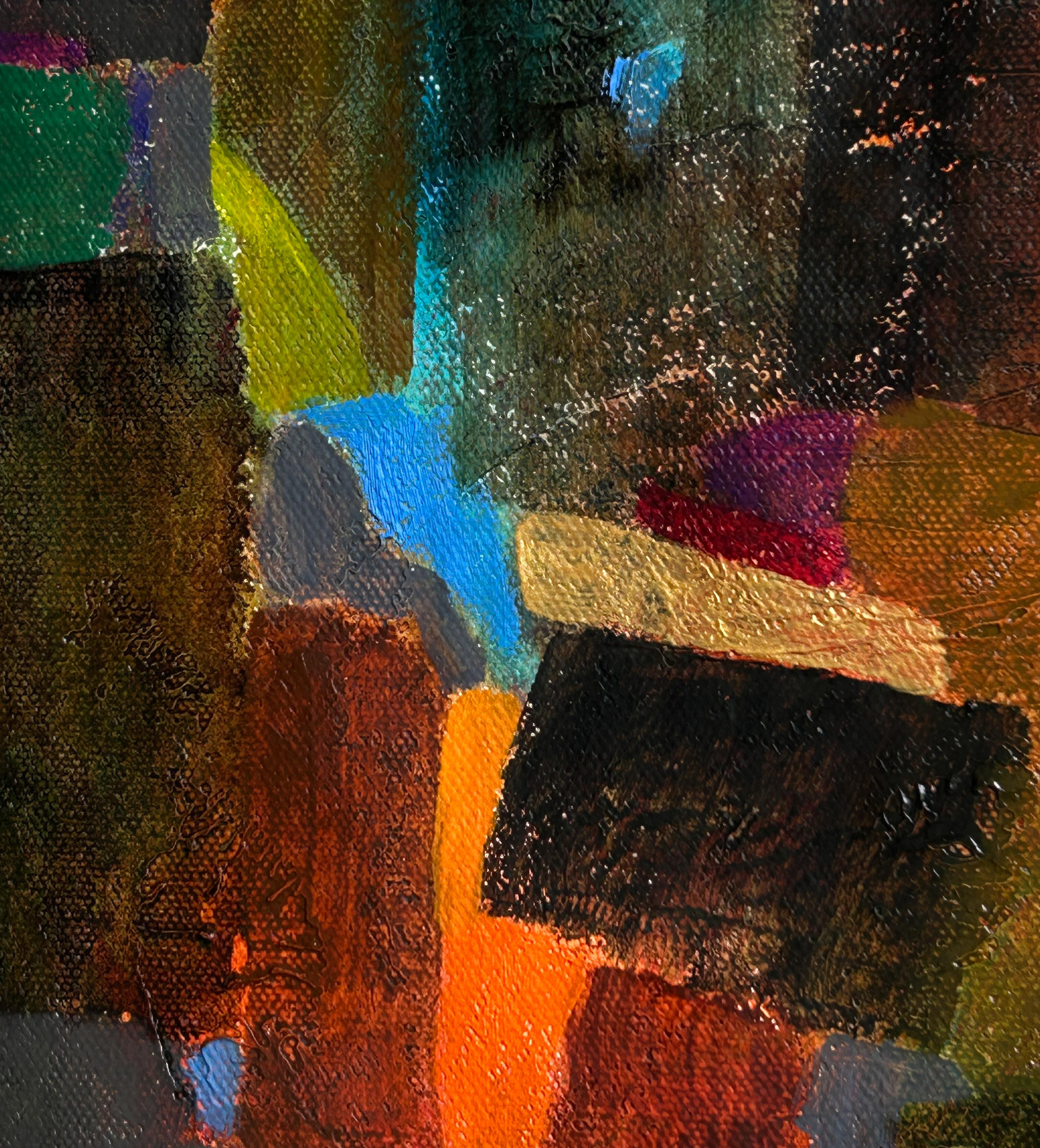Zeitgenössische Ölmalerei, abstrakt-figurativ. „Geschichte einer Freiheit“ im Angebot 1