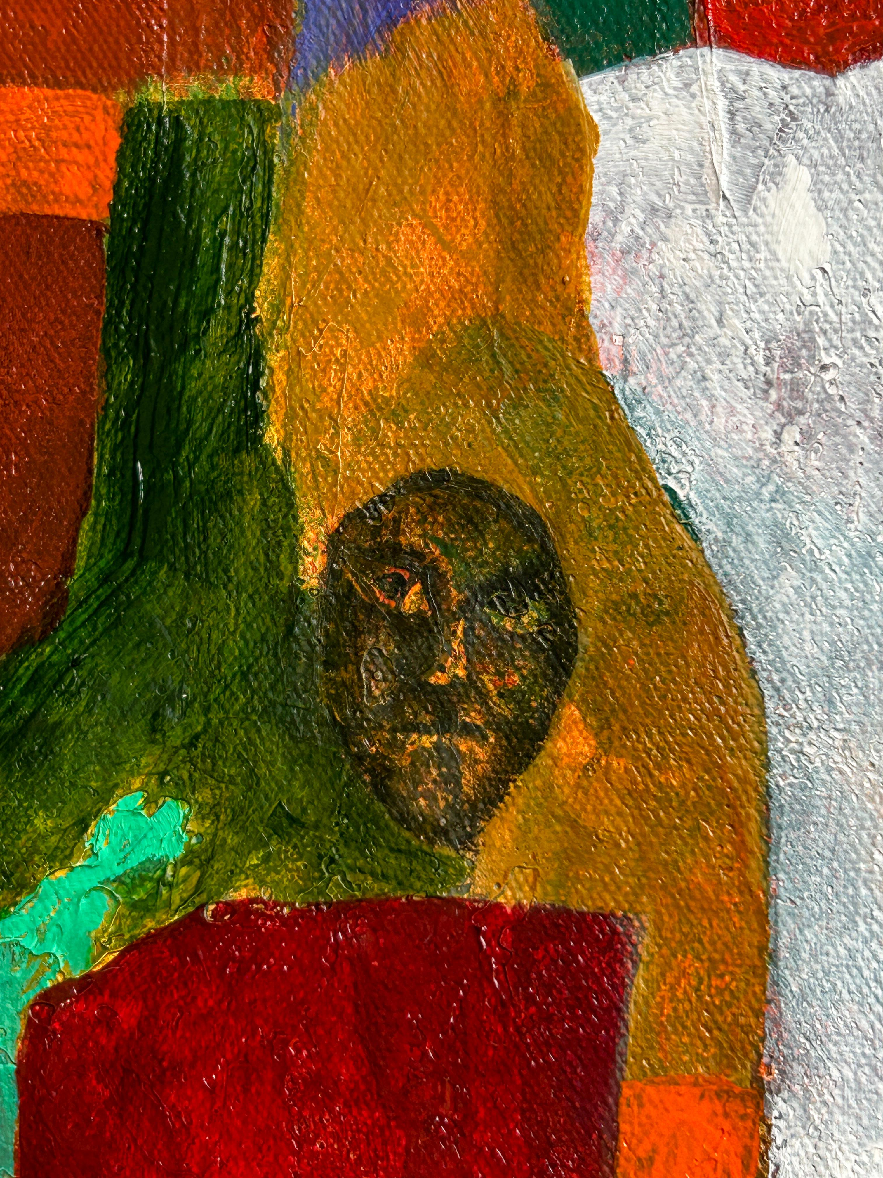 Pintura al óleo abstracta sobre lienzo. 