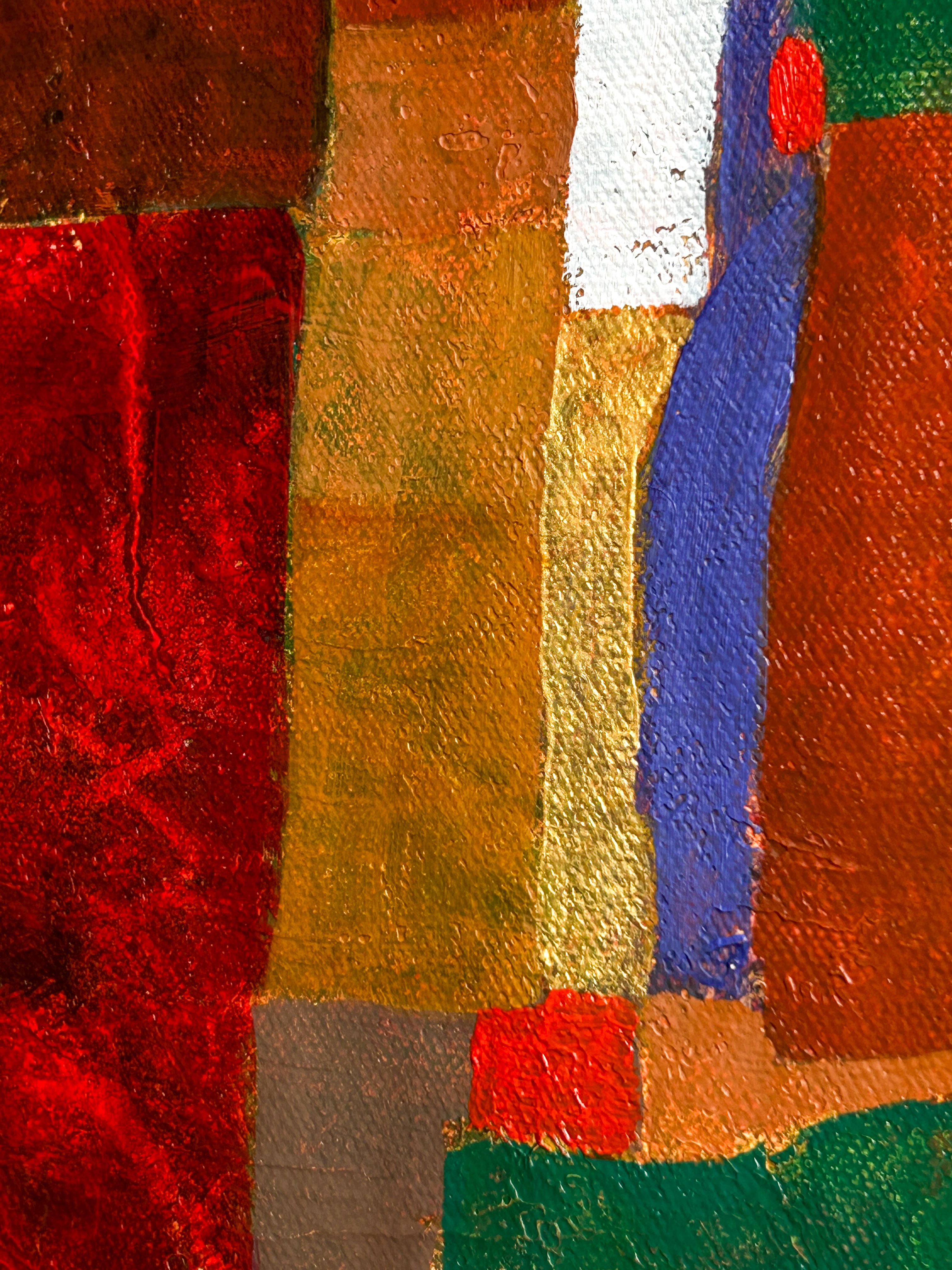 Pintura al óleo abstracta sobre lienzo. 