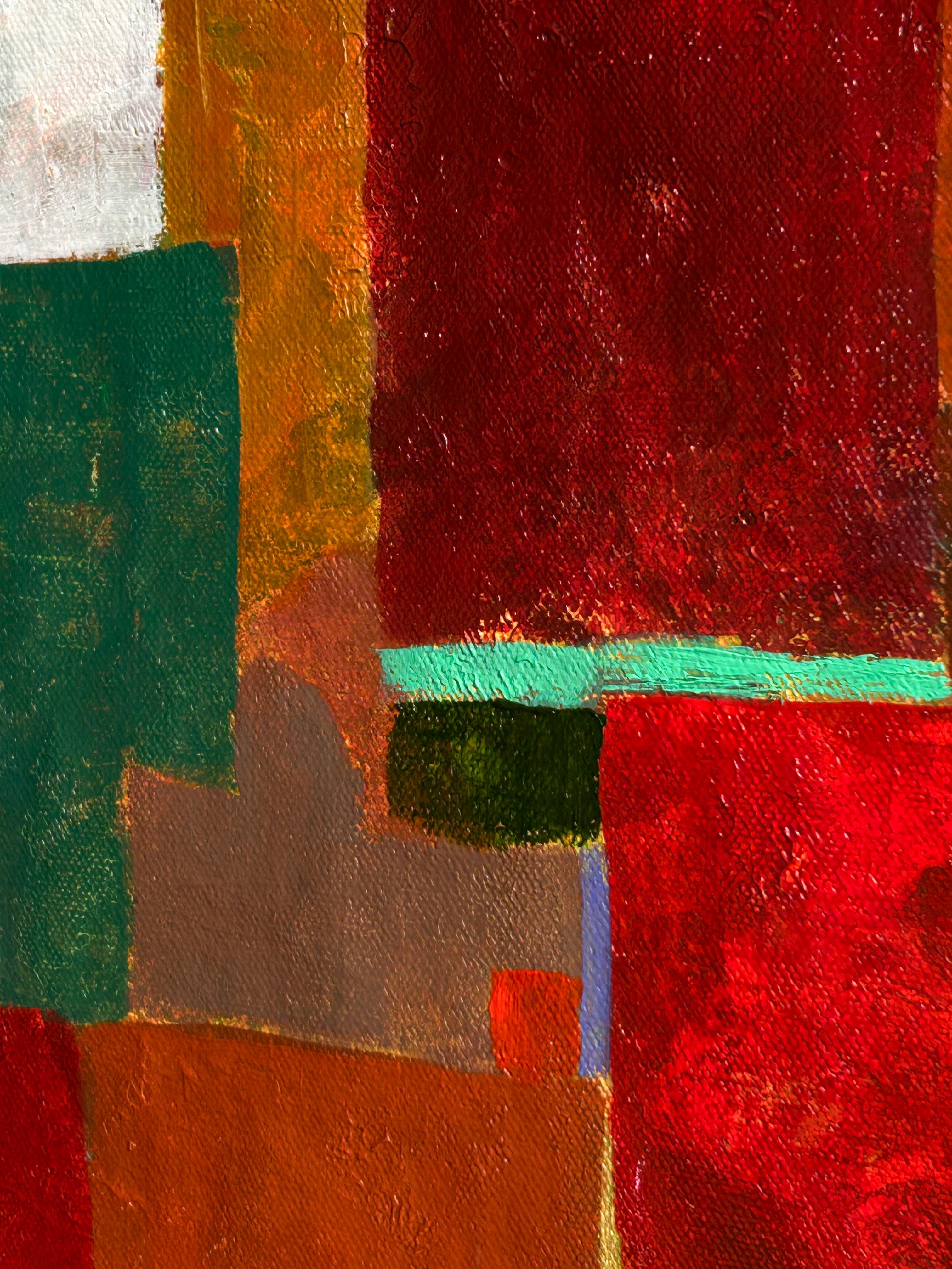 Pintura al óleo abstracta sobre lienzo. 