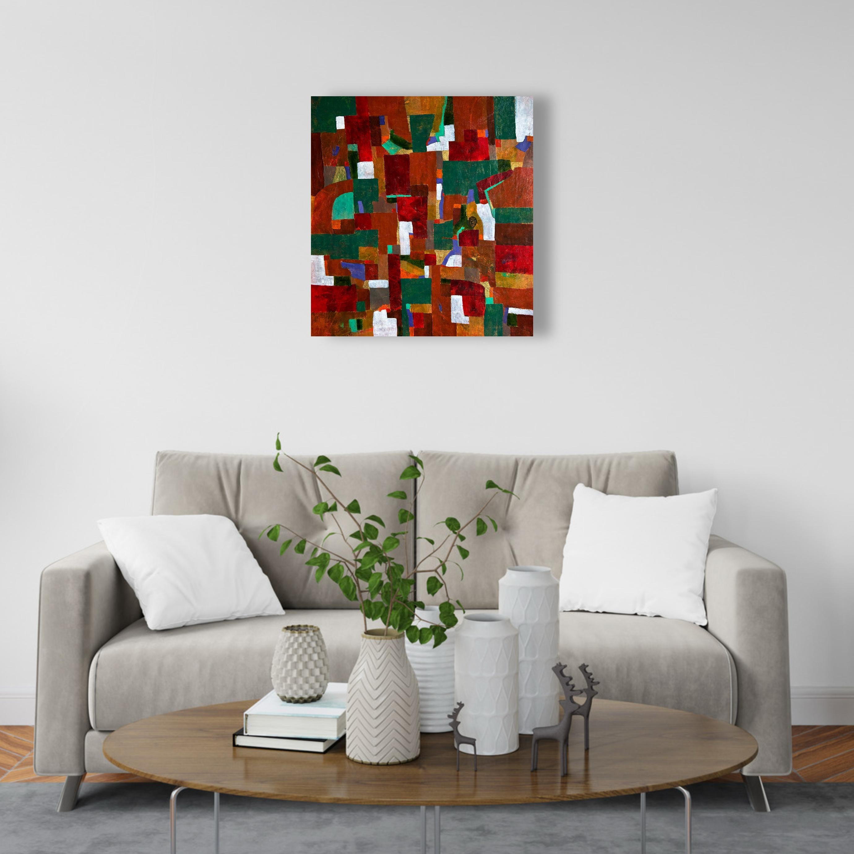 Pintura al óleo abstracta sobre lienzo. 