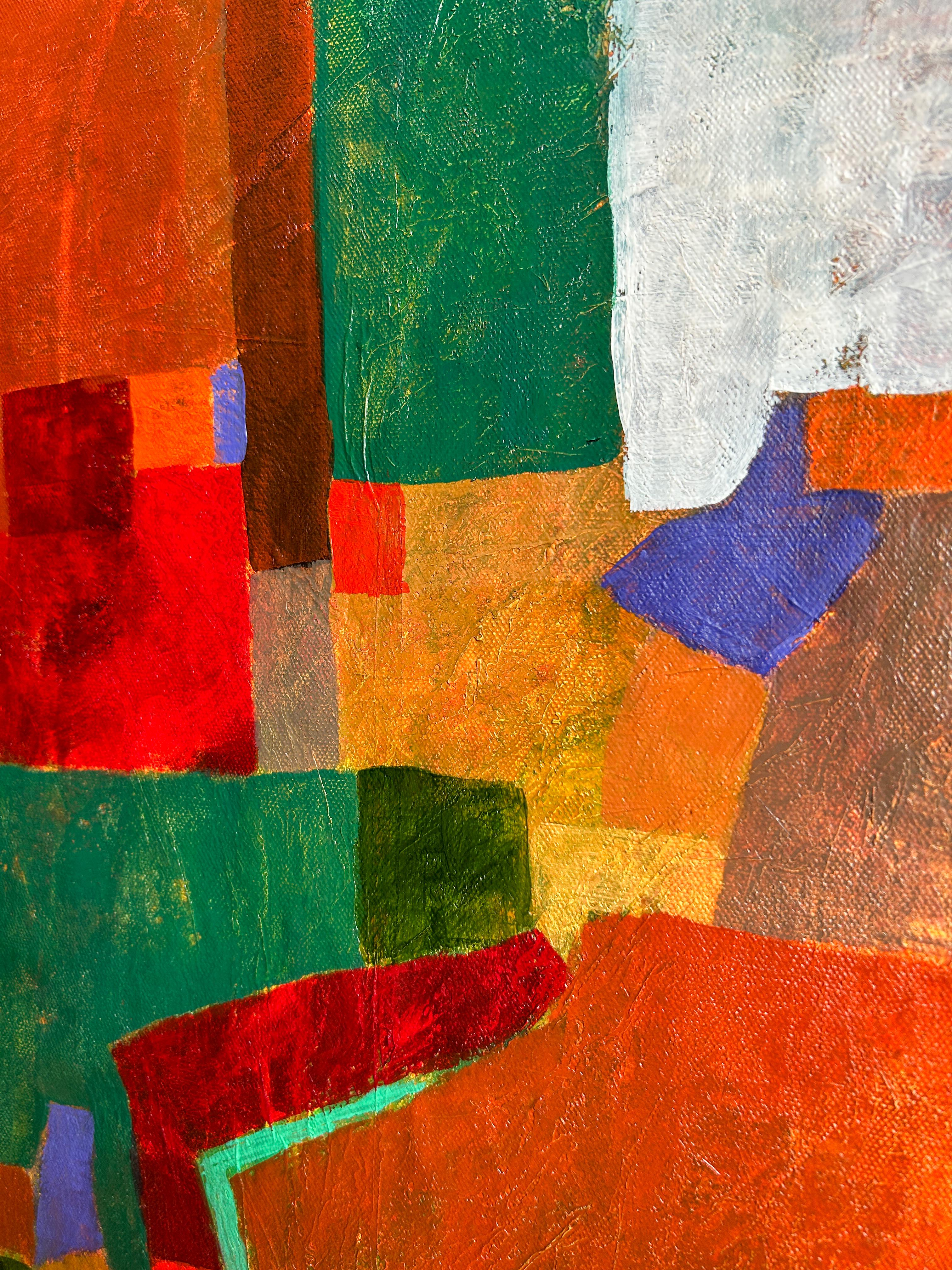 Pintura al óleo abstracta sobre lienzo. 