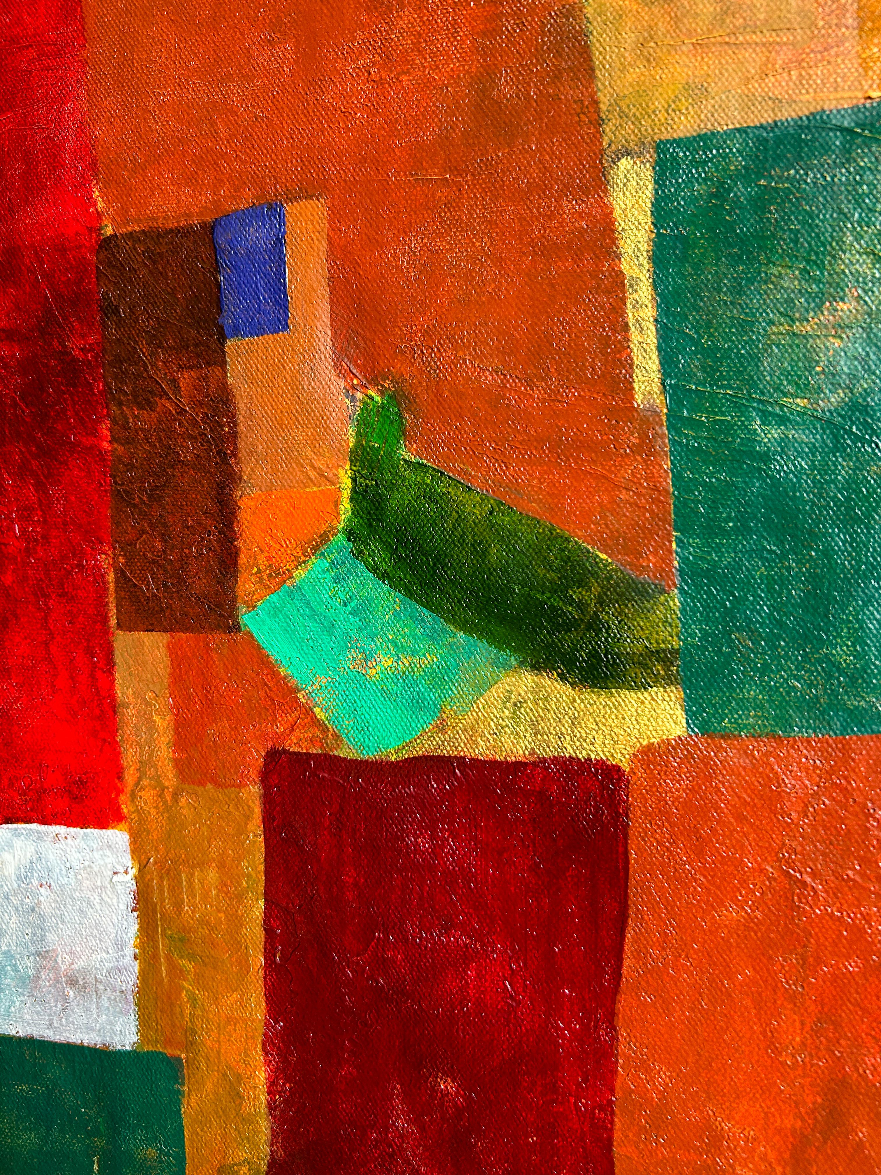 Pintura al óleo abstracta sobre lienzo. 