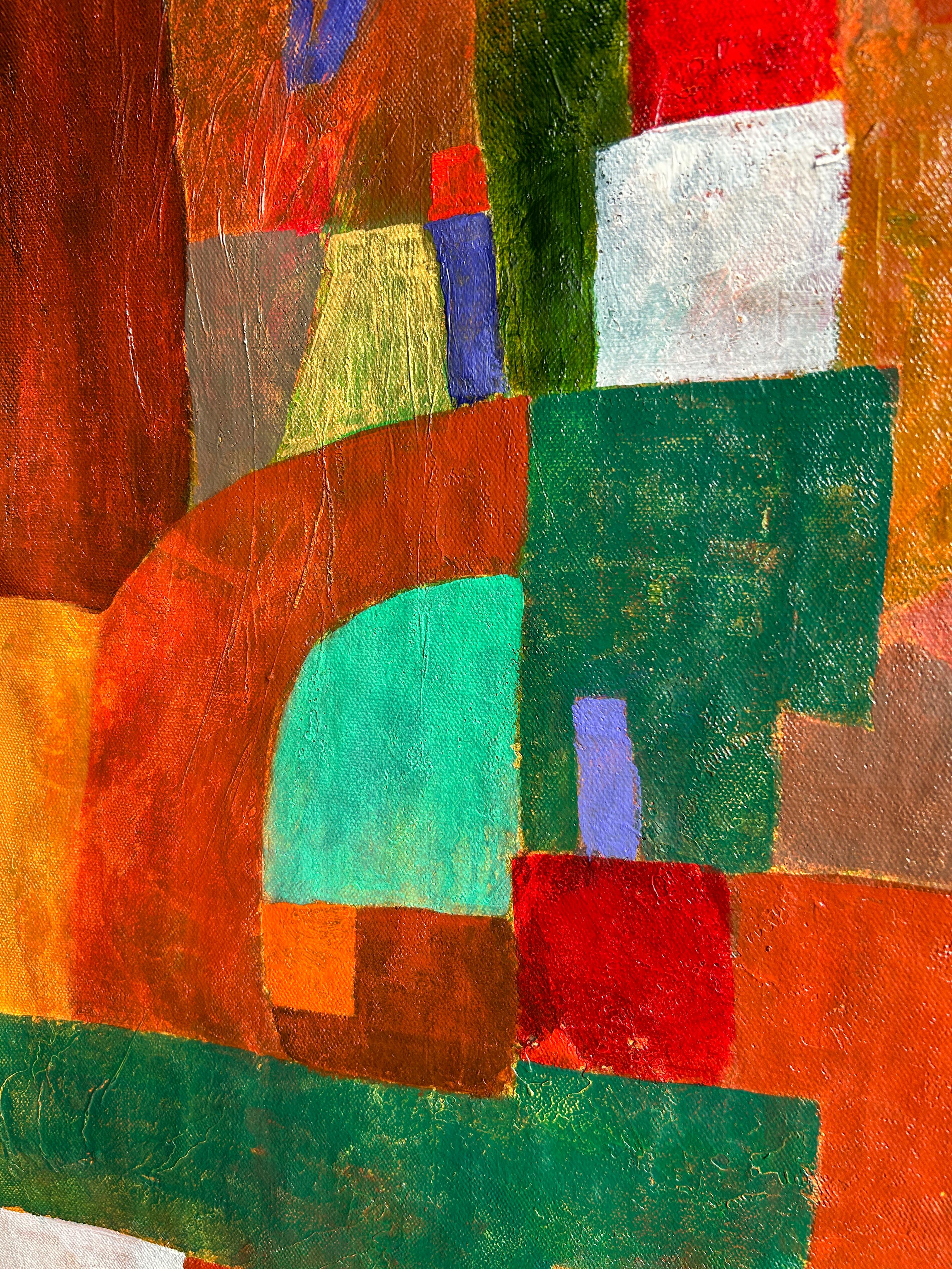 Pintura al óleo abstracta sobre lienzo. 