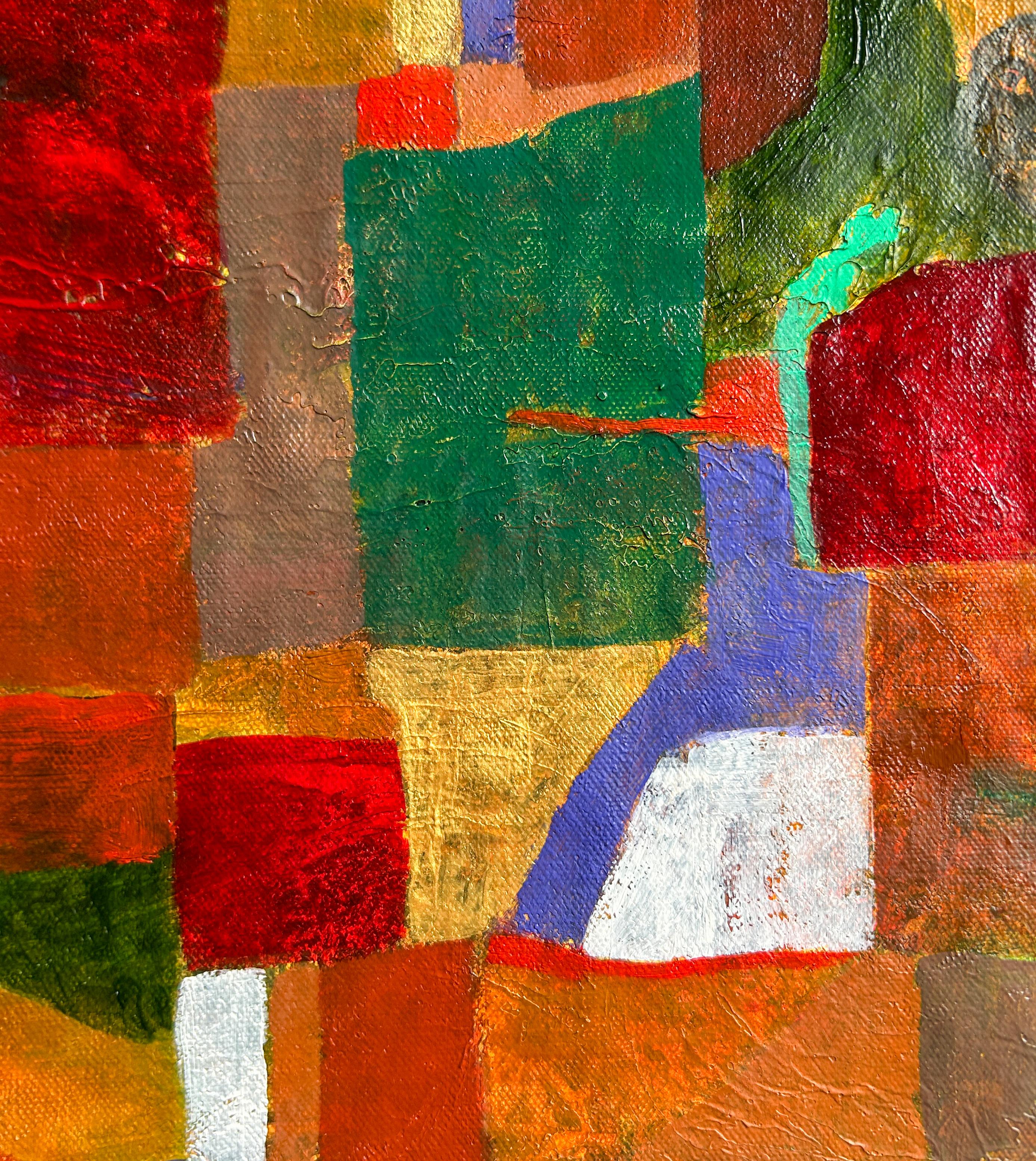 Pintura al óleo abstracta sobre lienzo. 