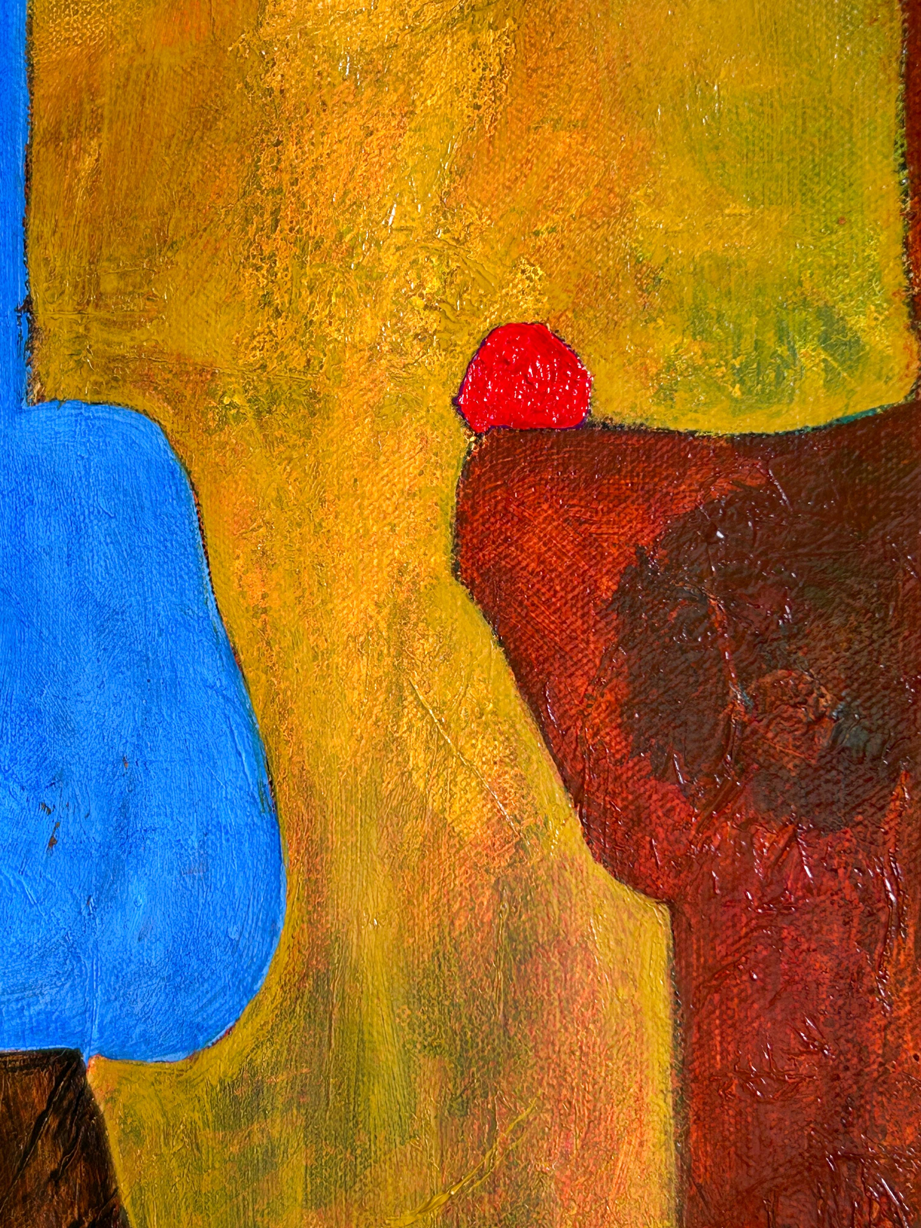 Pittura ad olio astratta con figure. 