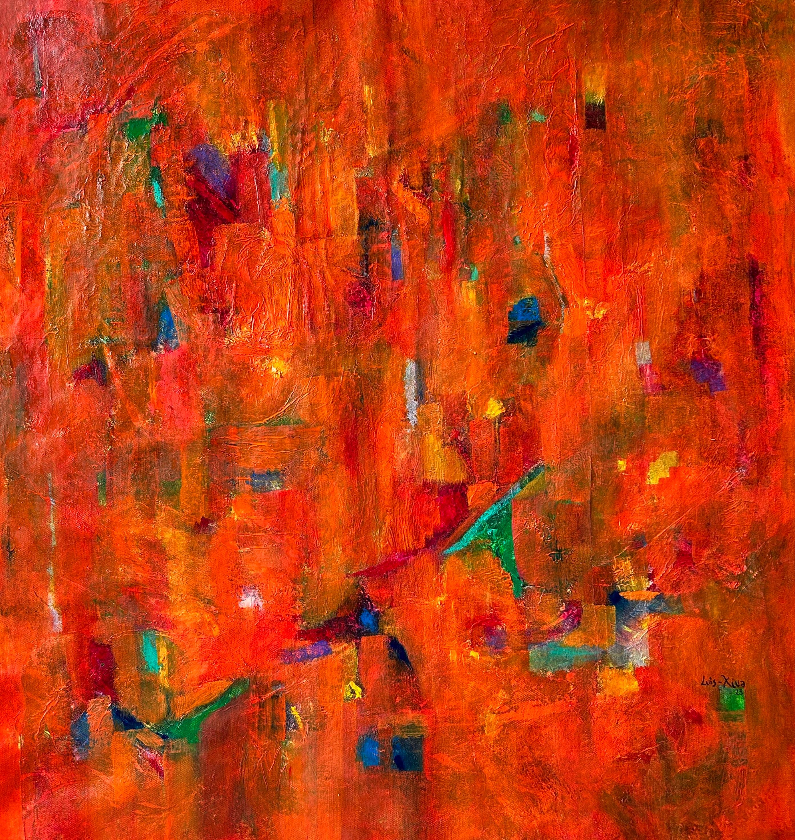 Abstract Painting Oil On Canvas. "Study Orange"
