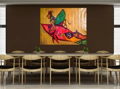 "Afternoon In The Garden": Fantastic Realism Painting Golden With Animals