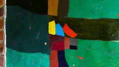 Pintura al óleo sobre lienzo de la selva andina, paisaje abstracto, firmada, 28x41