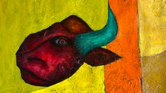 „Yellow Dream“ – Ölgemälde auf Leinwand, abstrakte geometrische Komposition