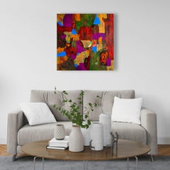 Attempt at Harmony Abstract Painting, Mixed Media, Ochre Tones, 88cm