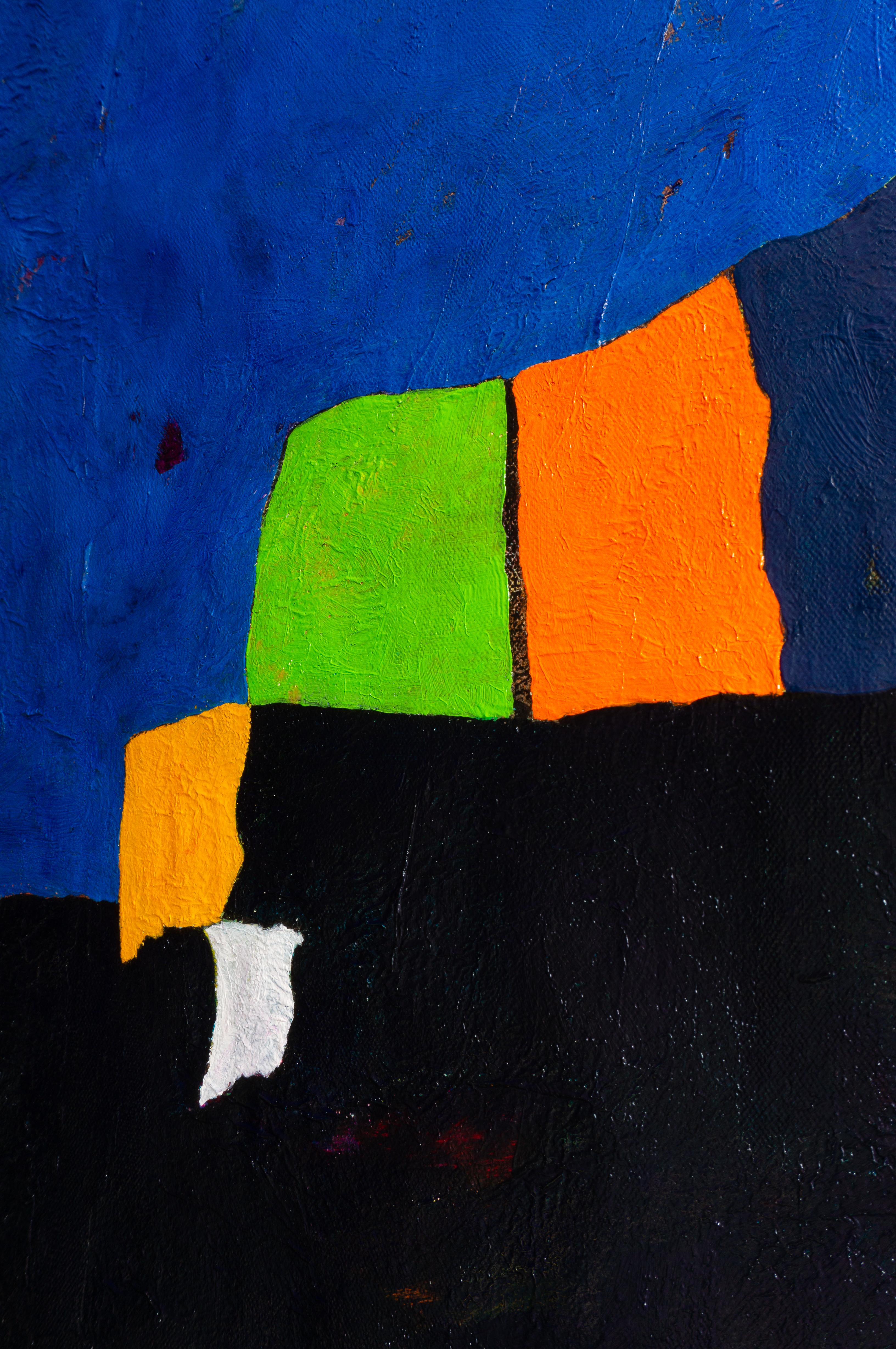 Studio blu - Pittura astratta nei toni del blu e del grigio. Tecnica mista - Painting Astratto di Luis Alexander Rodríguez (Ie-Xiua)