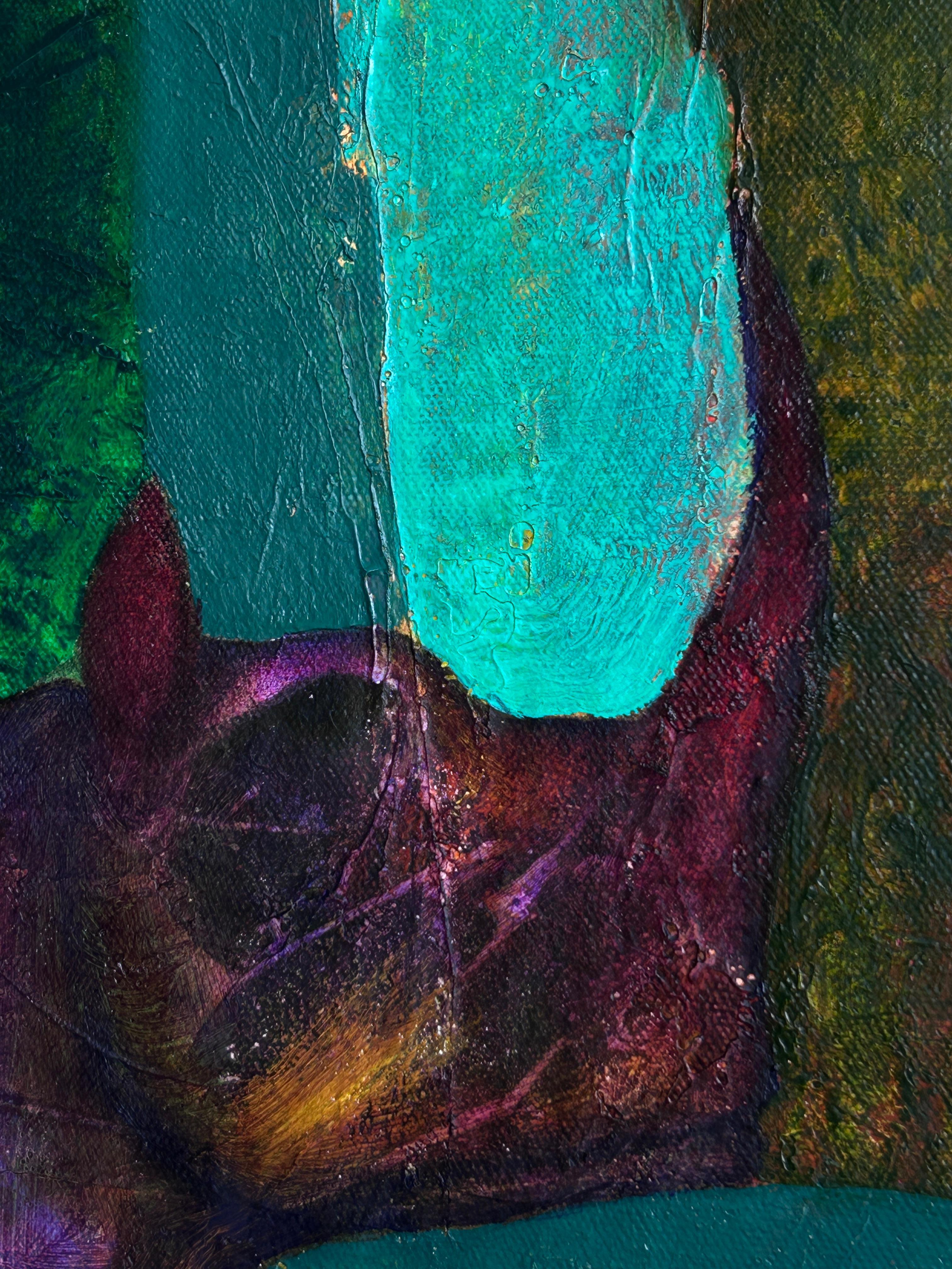 Contemporary Abstract Oil Painting On Canvas. Whispers Of The Jungle For Sale 9